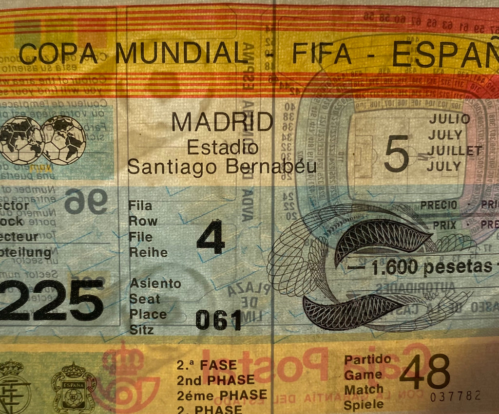 1982 ORIGINAL WORLD CUP 2ND PHASE TICKET ENGLAND V SPAIN @ MADRID