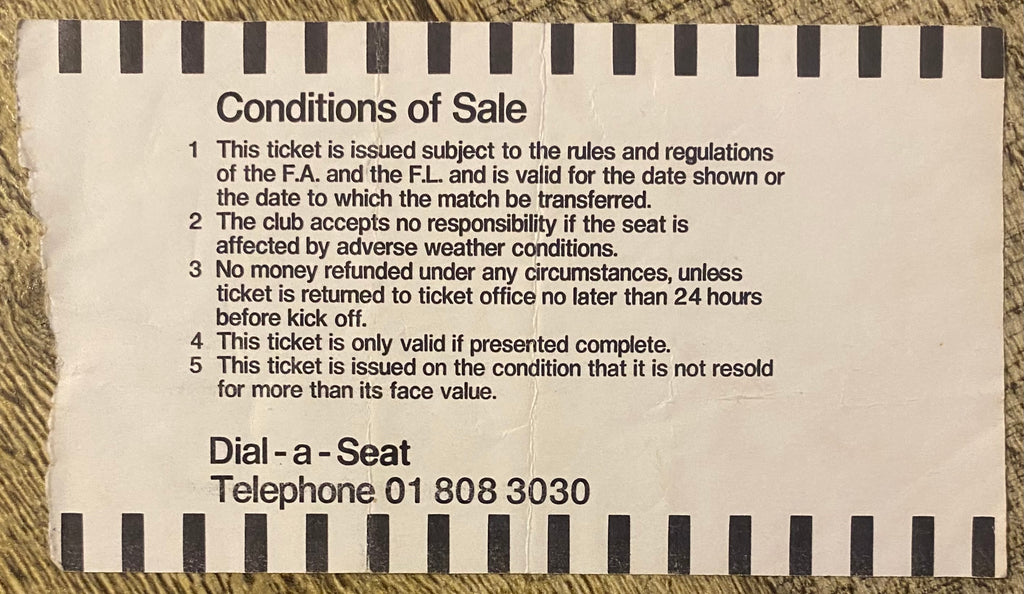 1985/86 ORIGINAL MILK CUP 4TH ROUND TICKET TOTTENHAM HOTSPUR V PORTSMOUTH