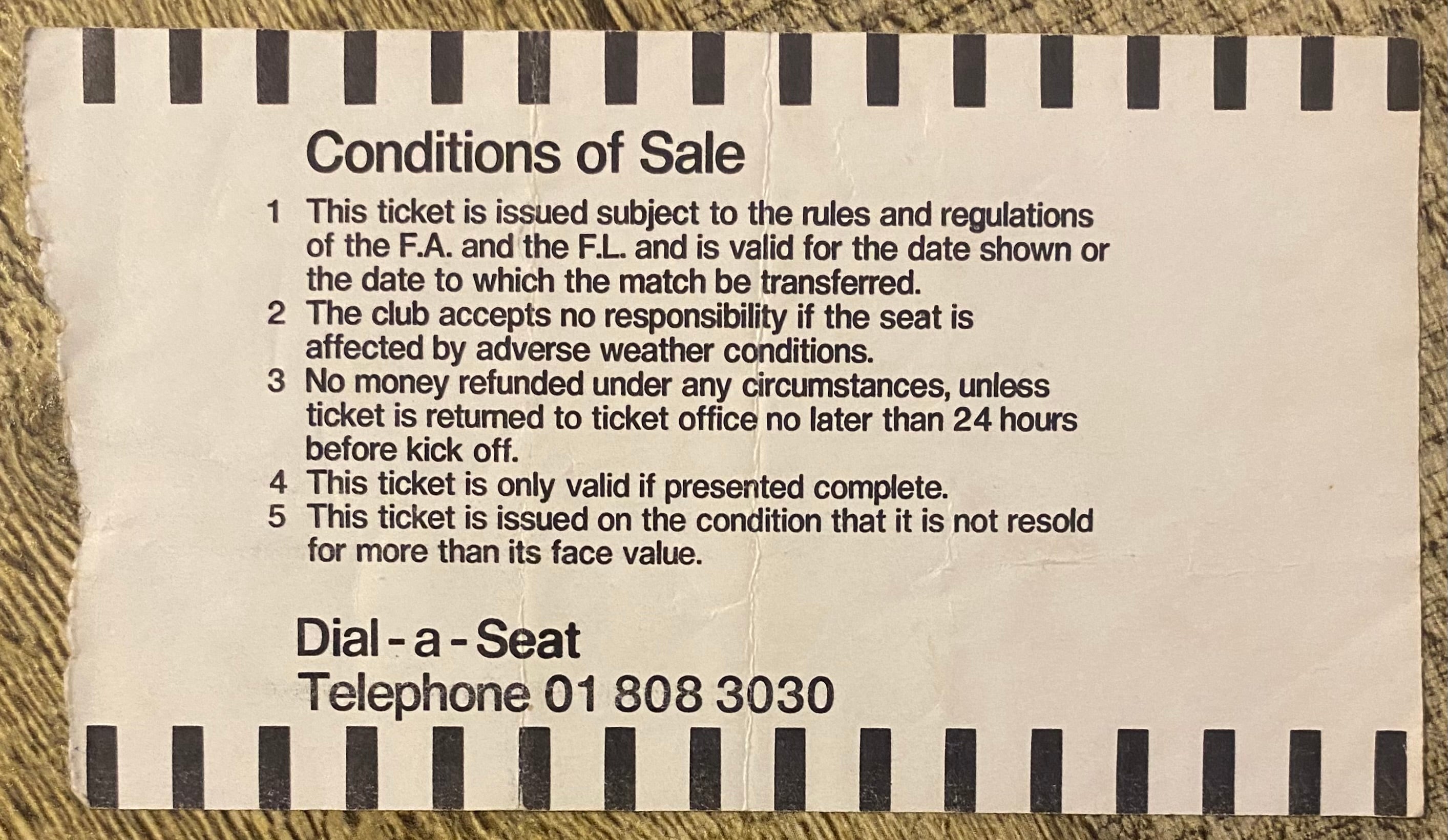 1985/86 ORIGINAL MILK CUP 4TH ROUND TICKET TOTTENHAM HOTSPUR V PORTSMOUTH