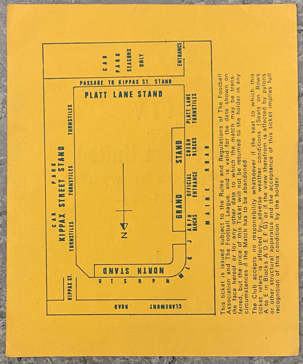 1977/78 ORIGINAL DIVISION 1 TICKET MANCHESTER CITY V WEST HAM UNITED