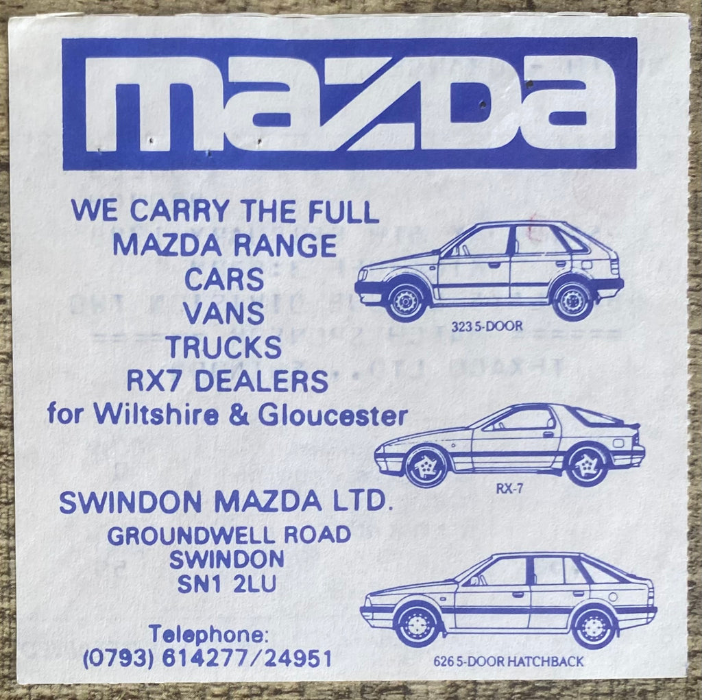 1987/88 ORIGINAL DIVISION 2 TICKET SWINDON TOWN V MIDDLESBROUGH