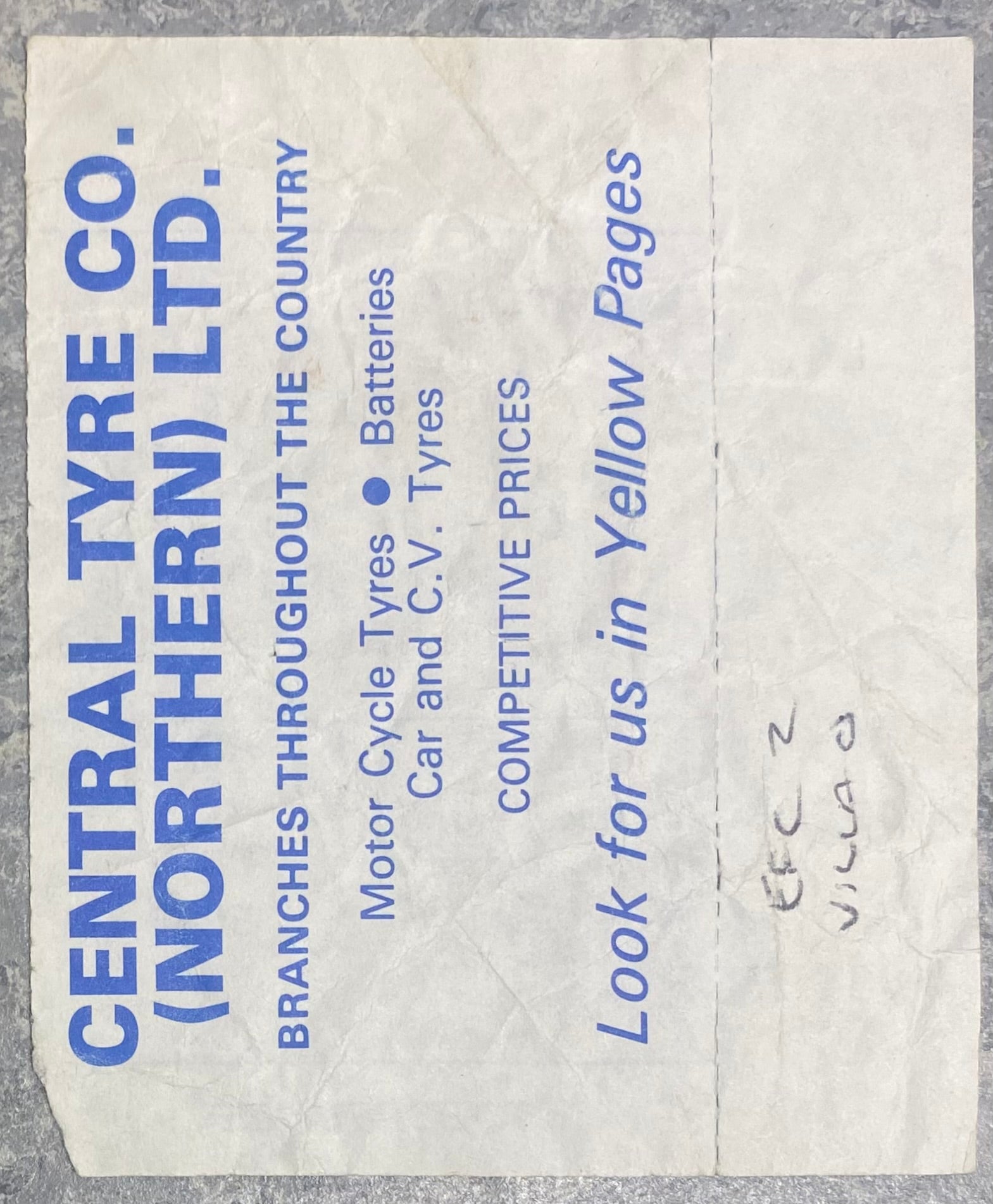 1983/84 ORIGINAL MILK CUP SEMI FINAL 1ST LEG TICKET EVERTON V ASTON VILLA