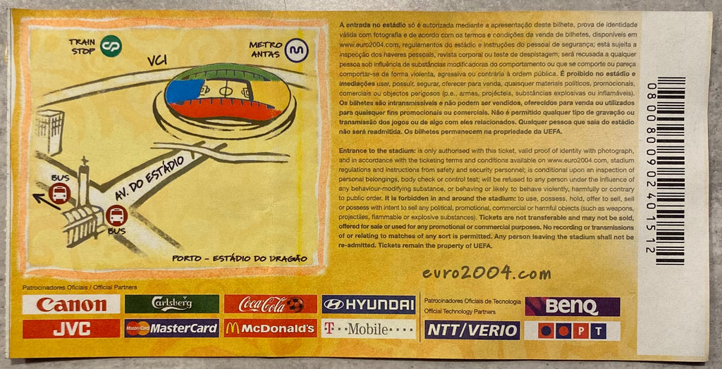 2004 ORIGINAL EUROPEAN CHAMPIONSHIPS TICKET NETHERLANDS V GERMANY @ PORTO