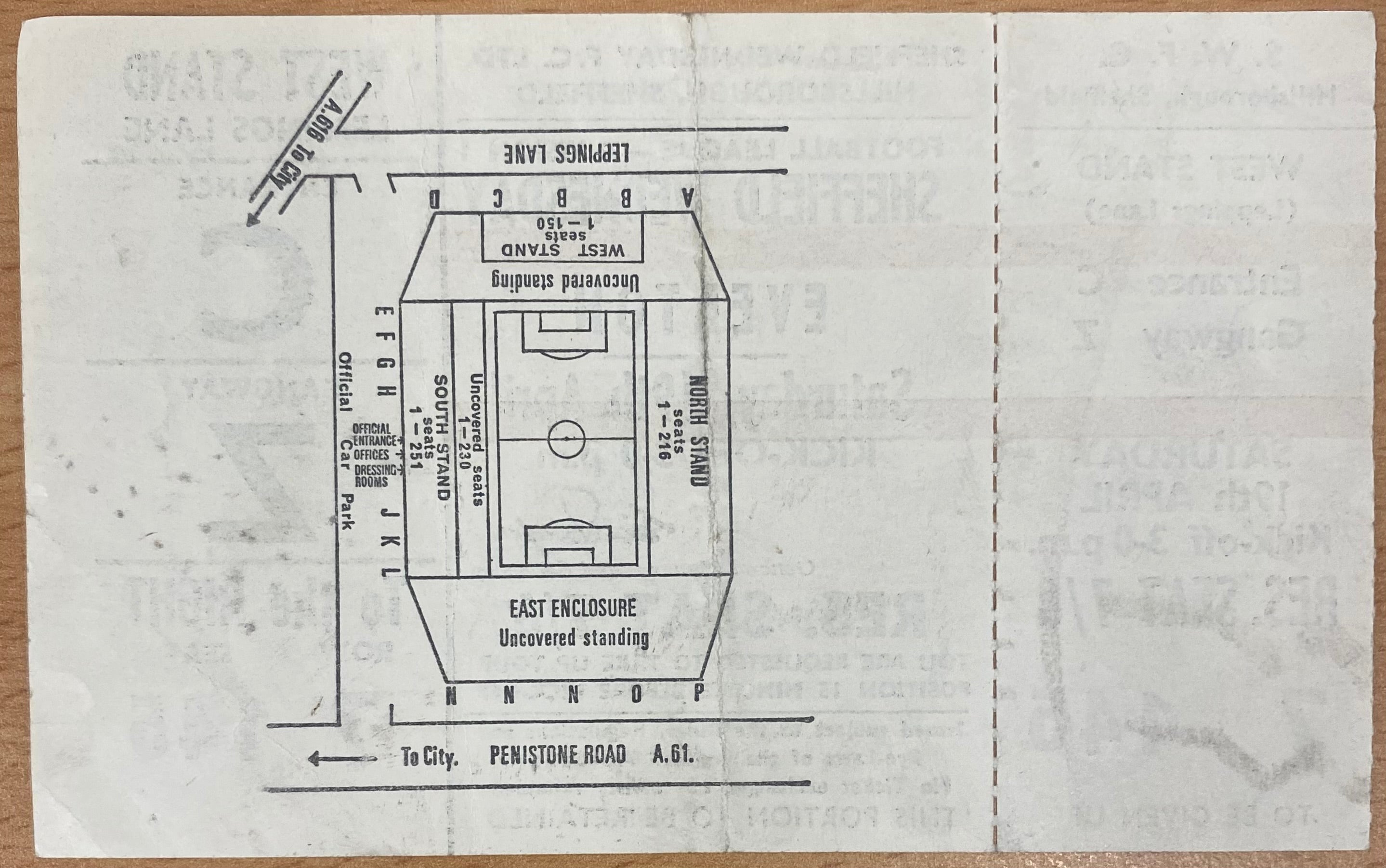 1968/69 ORIGINAL DIVISION 1 UNUSED TICKET SHEFFIELD WEDNESDAY V EVERTON