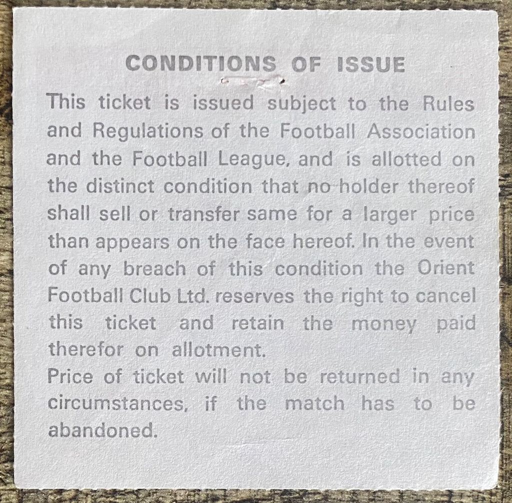 1978/79 ORIGINAL DIVISION 2 TICKET ORIENT V SUNDERLAND