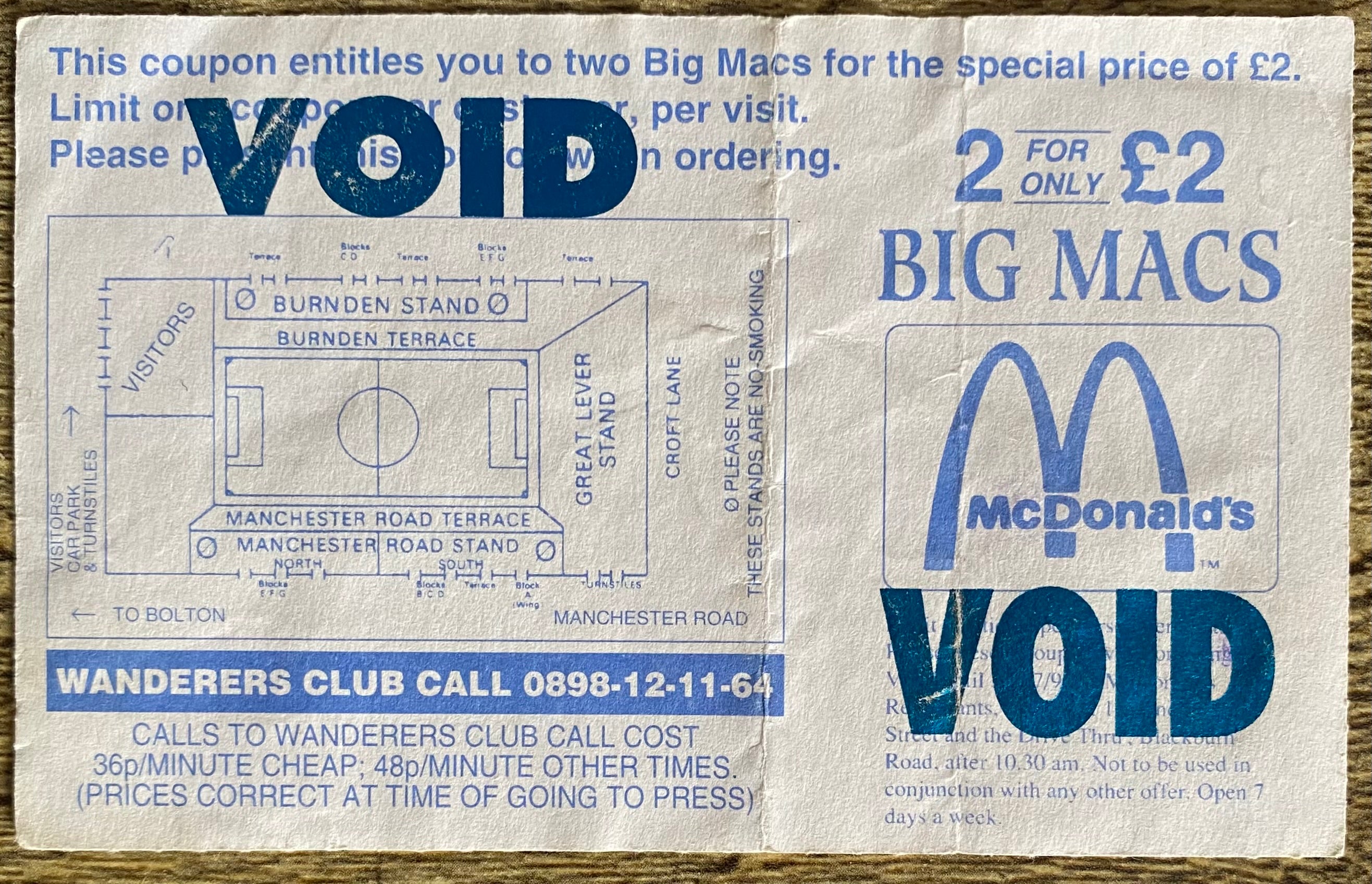 1995/96 ORIGINAL FA PREMIERSHIP TICKET BOLTON WANDERERS V NEWCASTLE UNITED