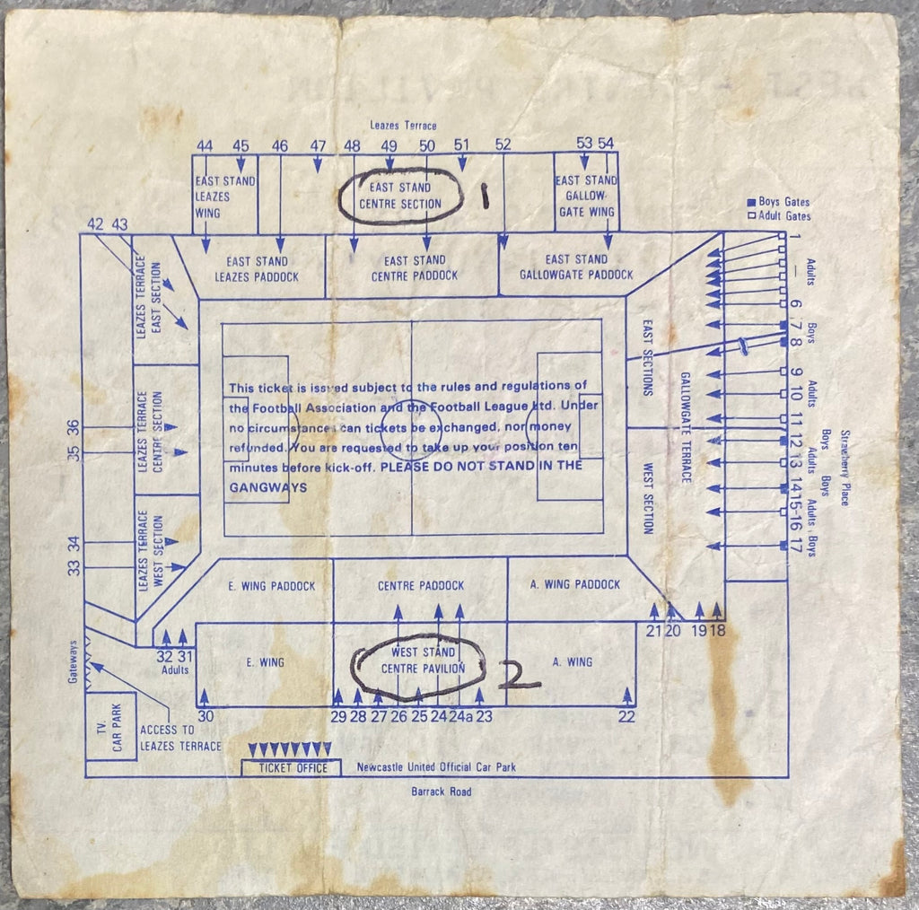 1982/83 ORIGINAL DIVISION TWO TICKET NEWCASTLE UNITED V BOLTON WANDERERS