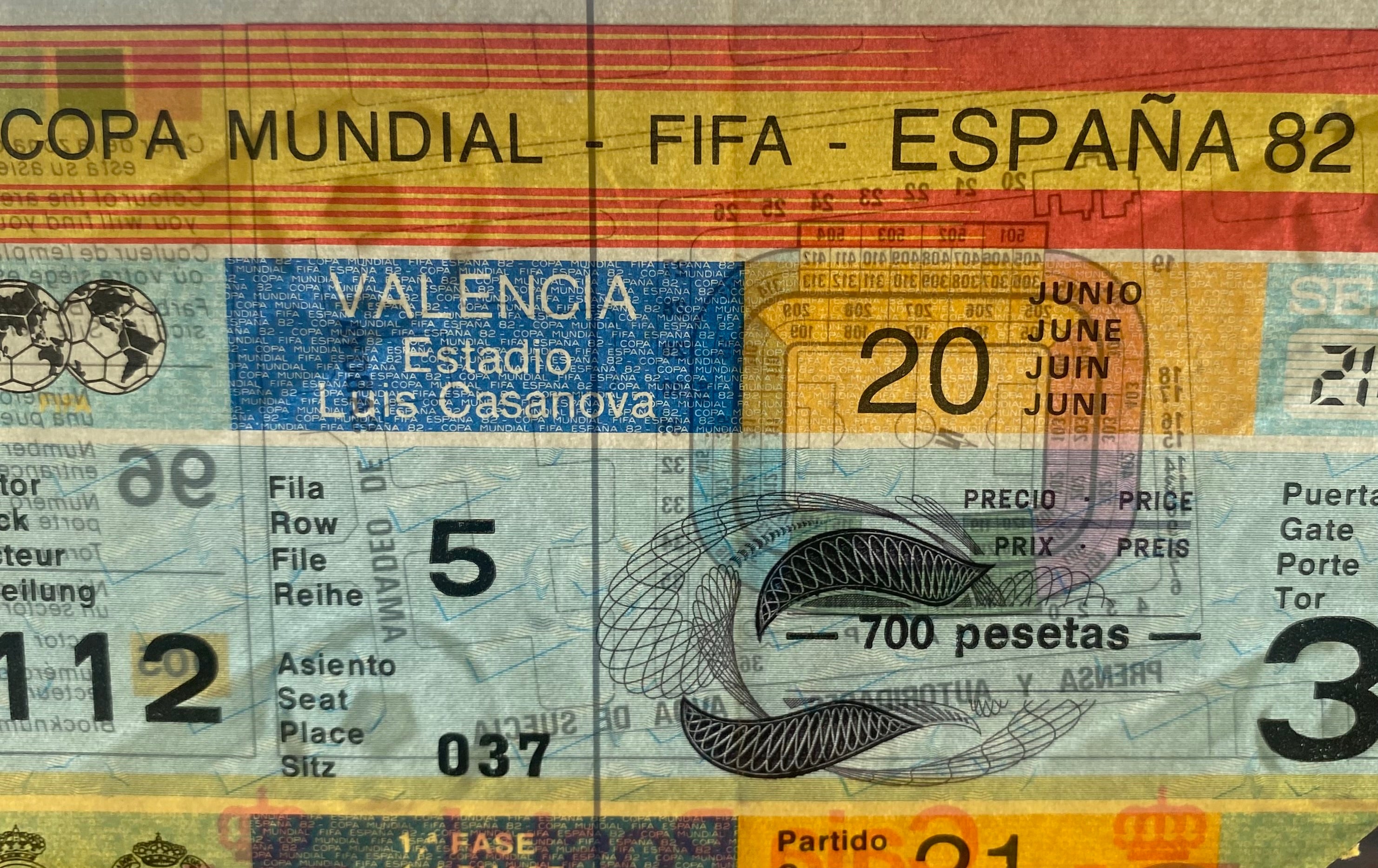 1982 ORIGINAL WORLD CUP 1ST ROUND TICKET SPAIN V YUGOSLAVIA @ VALENCIA