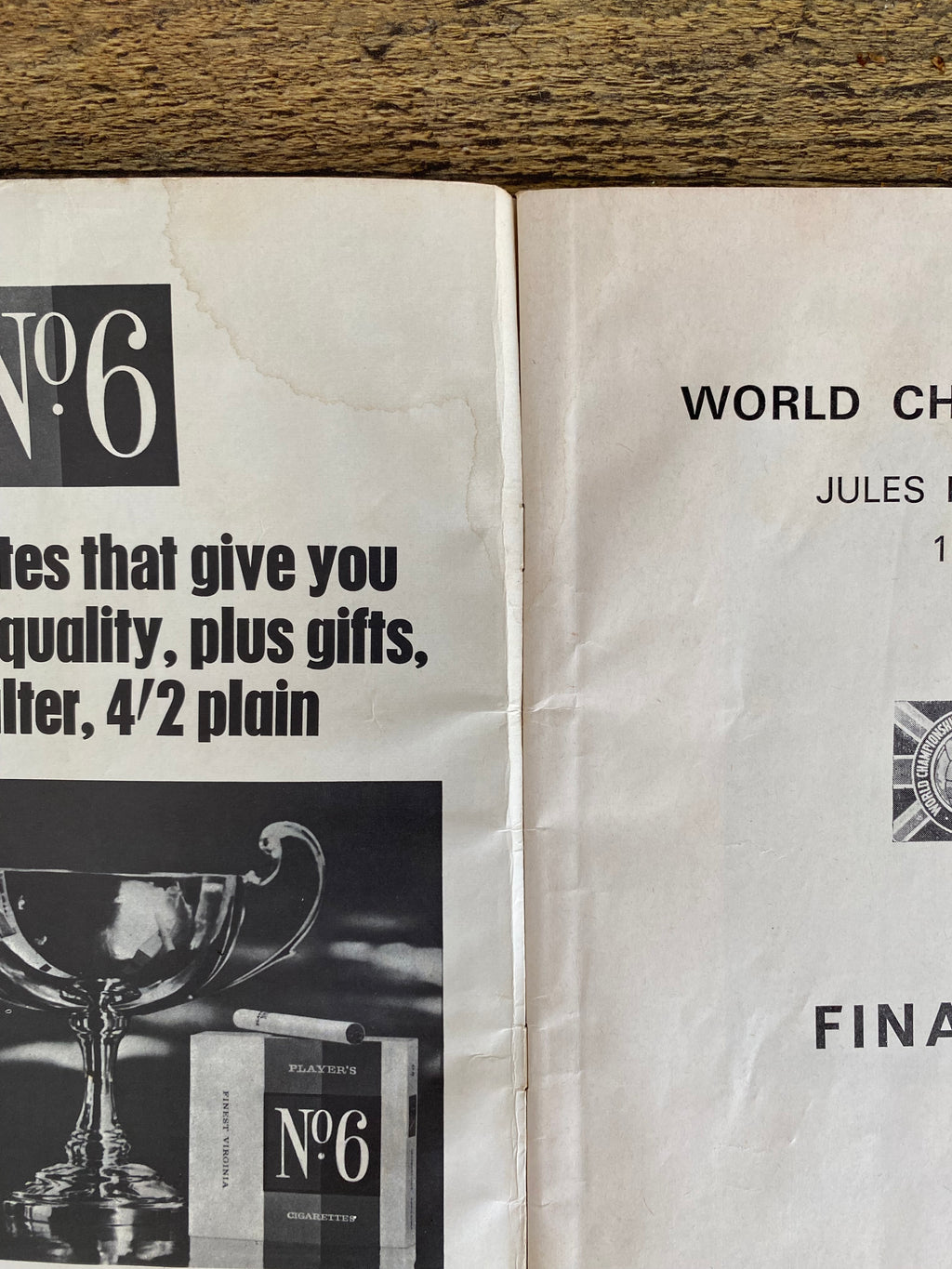 1966 WORLD CUP ORIGINAL OFFICIAL FINAL PROGRAMME ENGLAND V WEST GERMANY