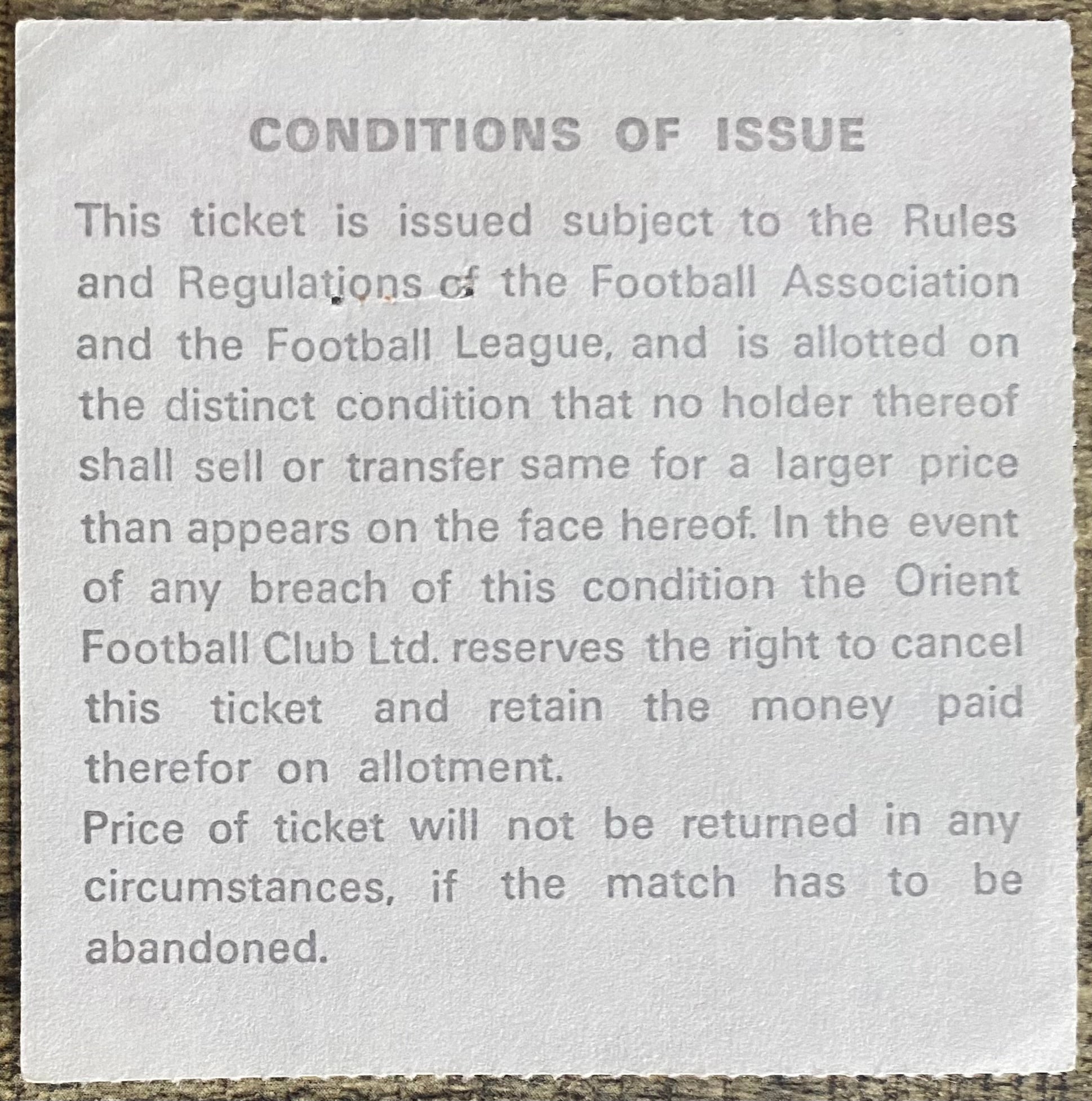 1978/79 ORIGINAL DIVISION 2 TICKET ORIENT V STOKE CITY