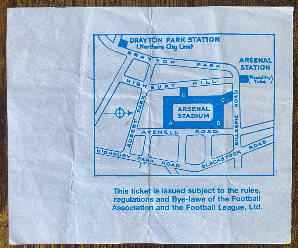1990/91 ORIGINAL FA CUP 4TH ROUND TICKET ARSENAL V LEEDS UNITED