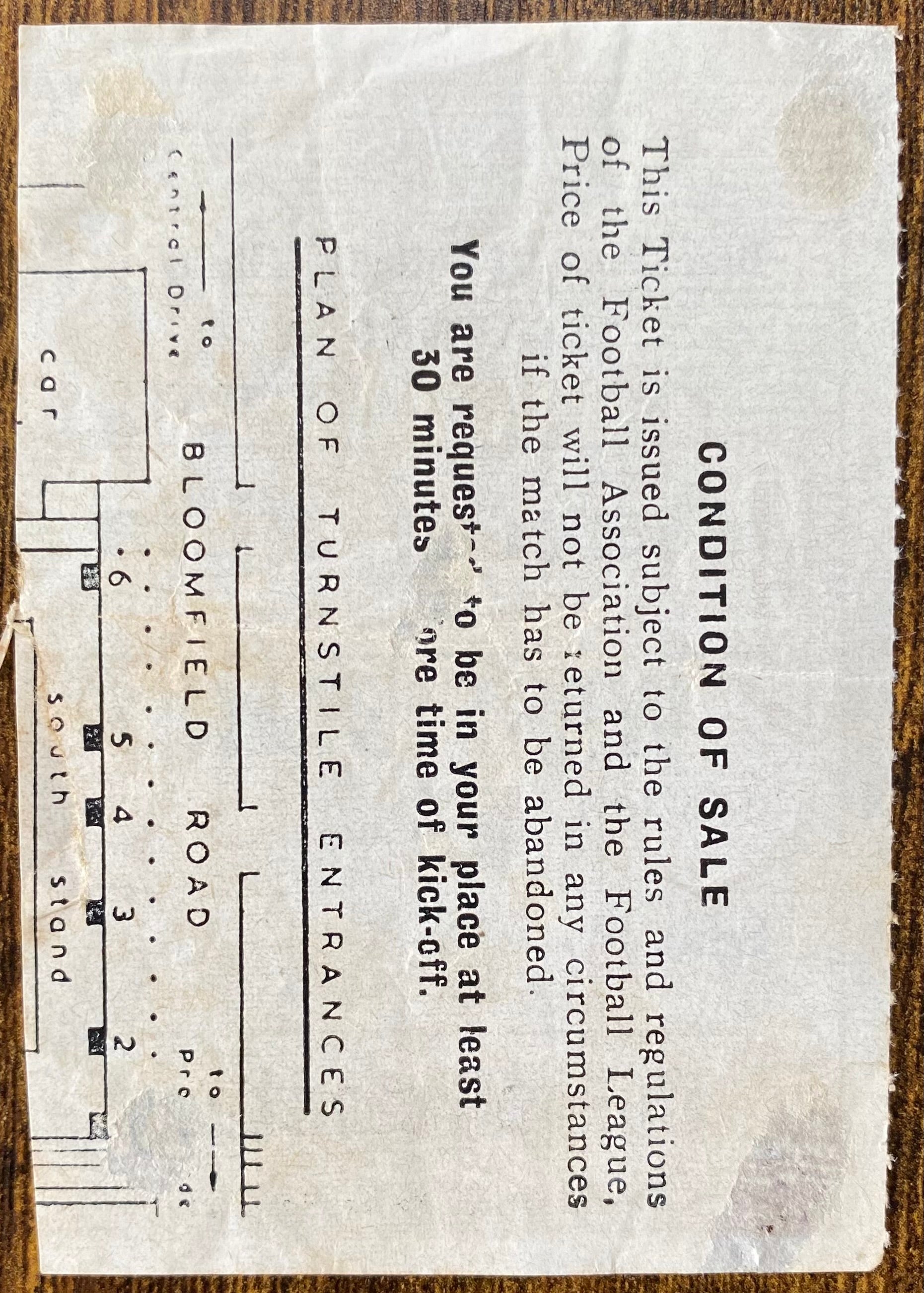 1962/63 ORIGINAL DIVISION 1 TICKET BLACKPOOL V ASTON VILLA