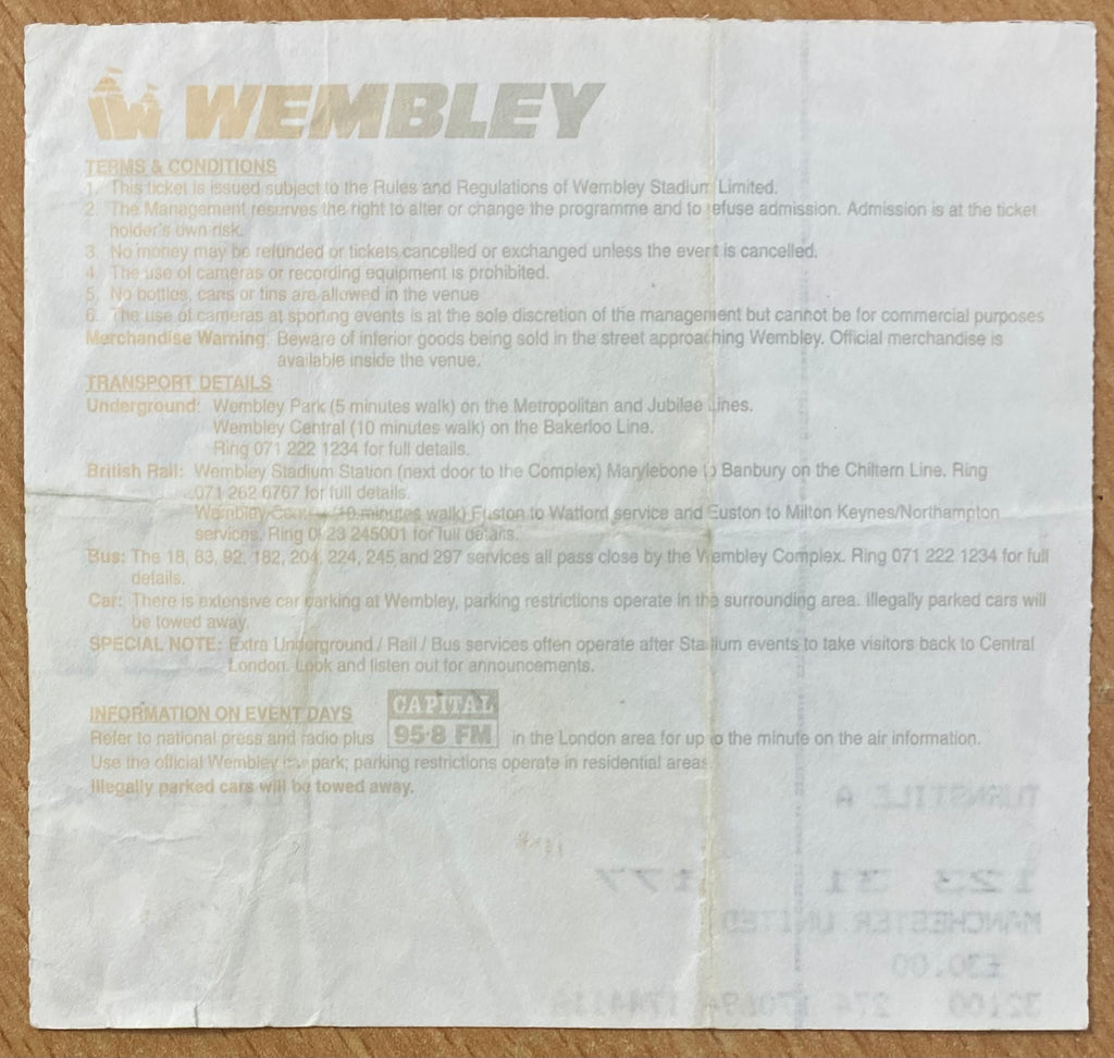 1994 ORIGINAL CHARITY SHIELD TICKET BLACKBURN ROVERS V MANCHESTER UNITED