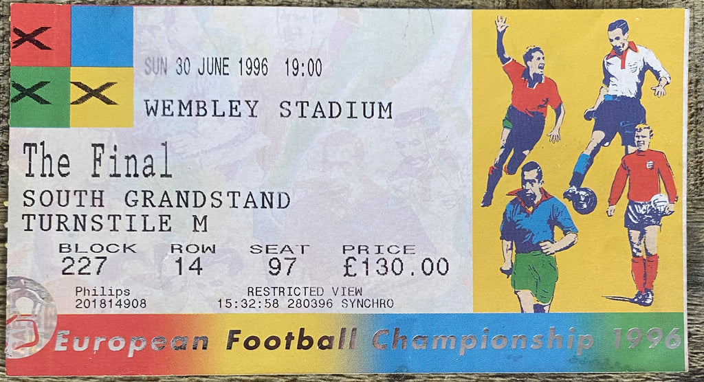1996 ORIGINAL EUROPEAN CHAMPIONSHIPS EURO 96 THE FINAL TICKET CZECH REPUBLIC V GERMANY @ WEMBLEY