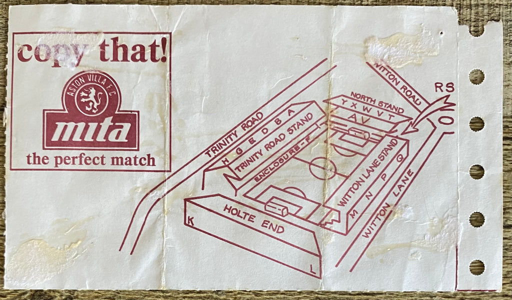 1990/91 ORIGINAL DIVISION 1 TICKET ASTON VILLA V SOUTHAMPTON