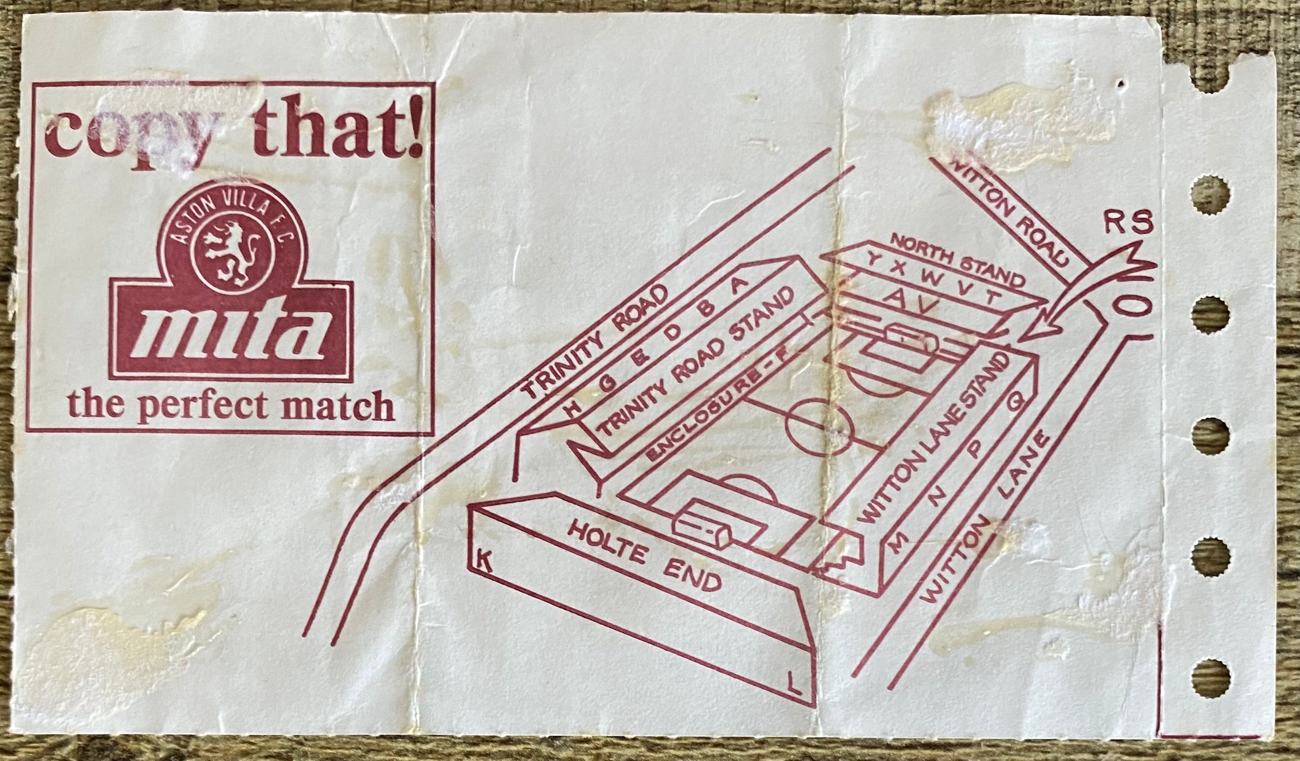 1990/91 ORIGINAL DIVISION 1 TICKET ASTON VILLA V SOUTHAMPTON