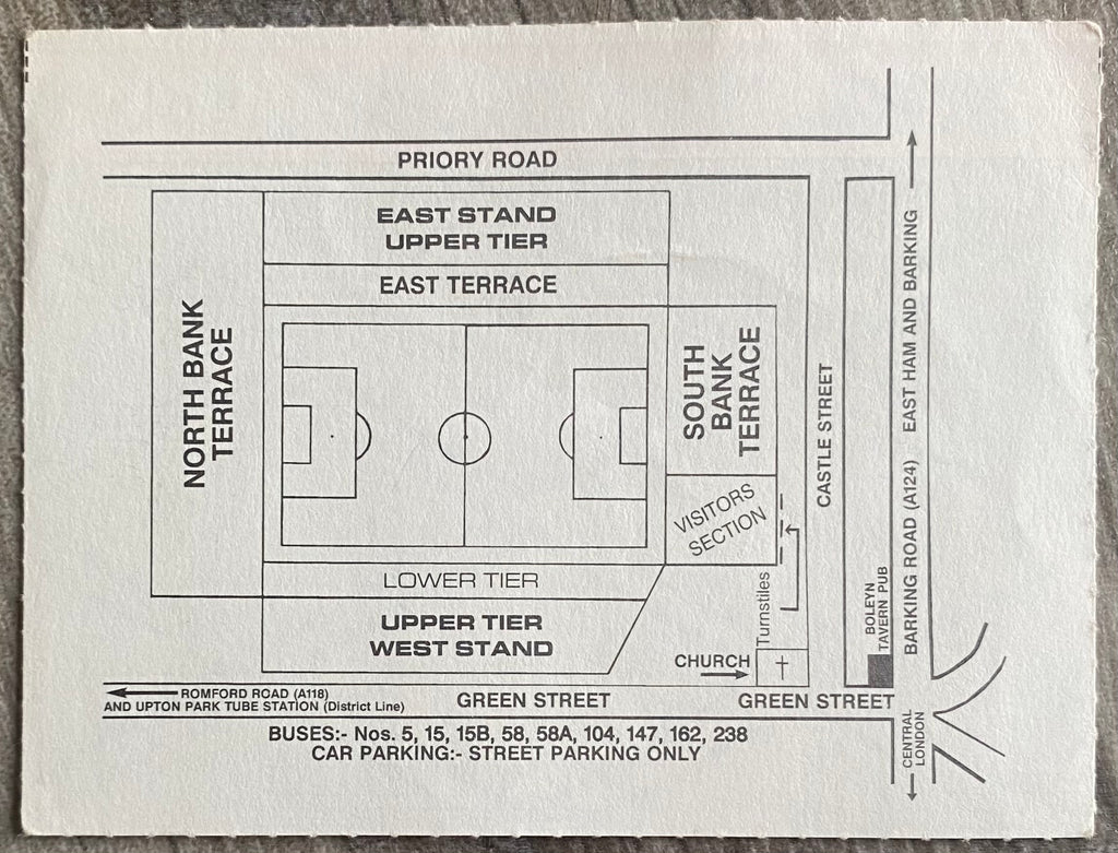 1990/91 ORIGINAL DIVISION 2 TICKET WEST HAM UNITED V SHEFFIELD WEDNESDAY