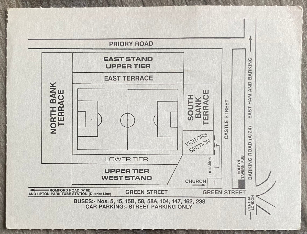 1990/91 ORIGINAL DIVISION 2 TICKET WEST HAM UNITED V SHEFFIELD WEDNESDAY