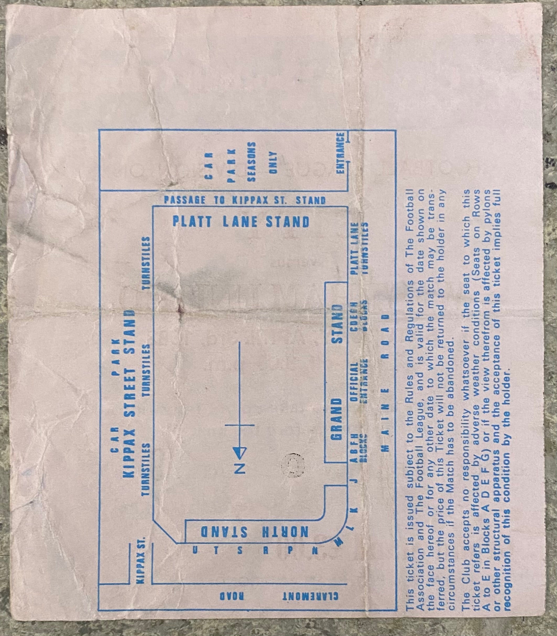 1981/82 ORIGINAL DIVISION 1 TICKET MANCHESTER CITY V WEST HAM UNITED
