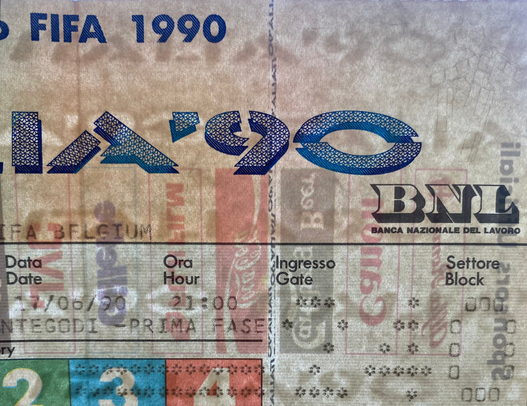 1990 ORIGINAL WORLD CUP 1ST ROUND TICKET BELGIUM V URUGUAY @ VERONA