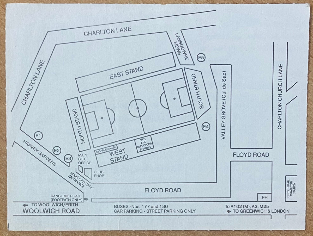1993/94 ORIGINAL ANGLO ITALIAN CUP TICKET CHARLTON ATHLETIC V ASCOLI