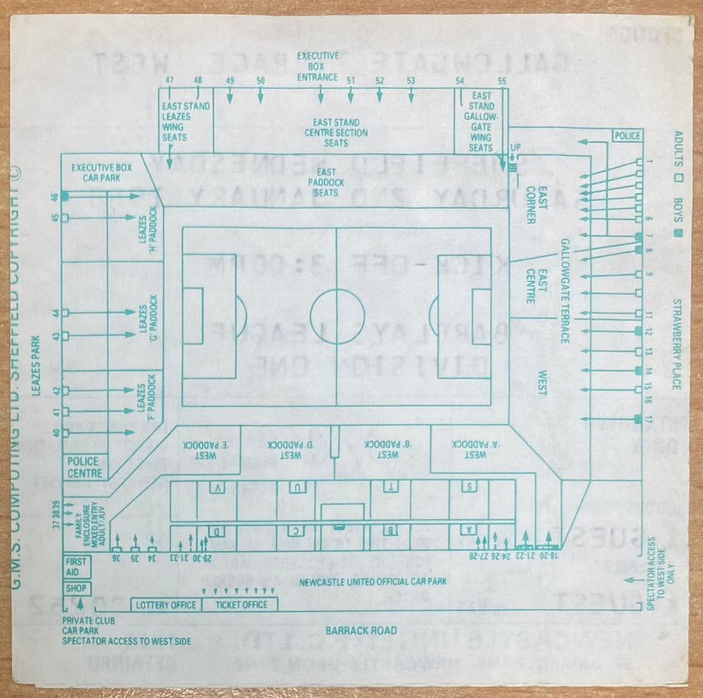 1987/88 ORIGINAL DIVISION 1 TICKET NEWCASTLE UNITED V SHEFFIELD WEDNESDAY