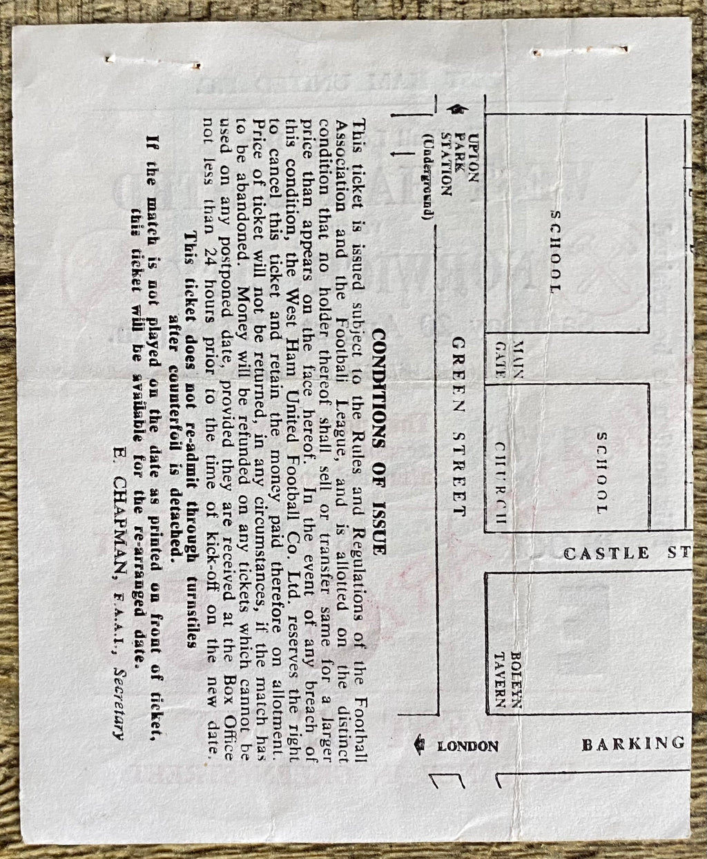 1977/78 ORIGINAL DIVISION ONE TICKET WEST HAM UNITED V NORWICH CITY