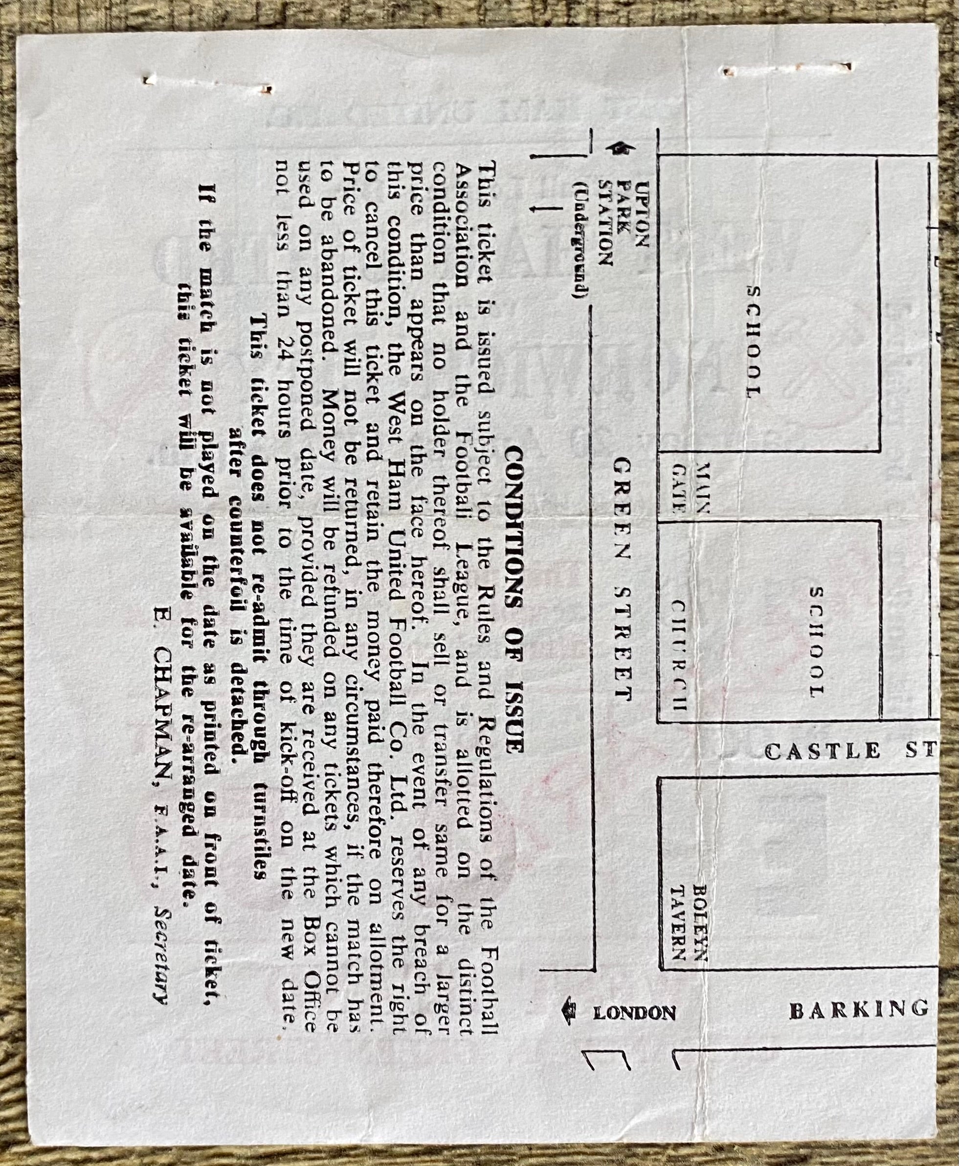 1977/78 ORIGINAL DIVISION ONE TICKET WEST HAM UNITED V NORWICH CITY