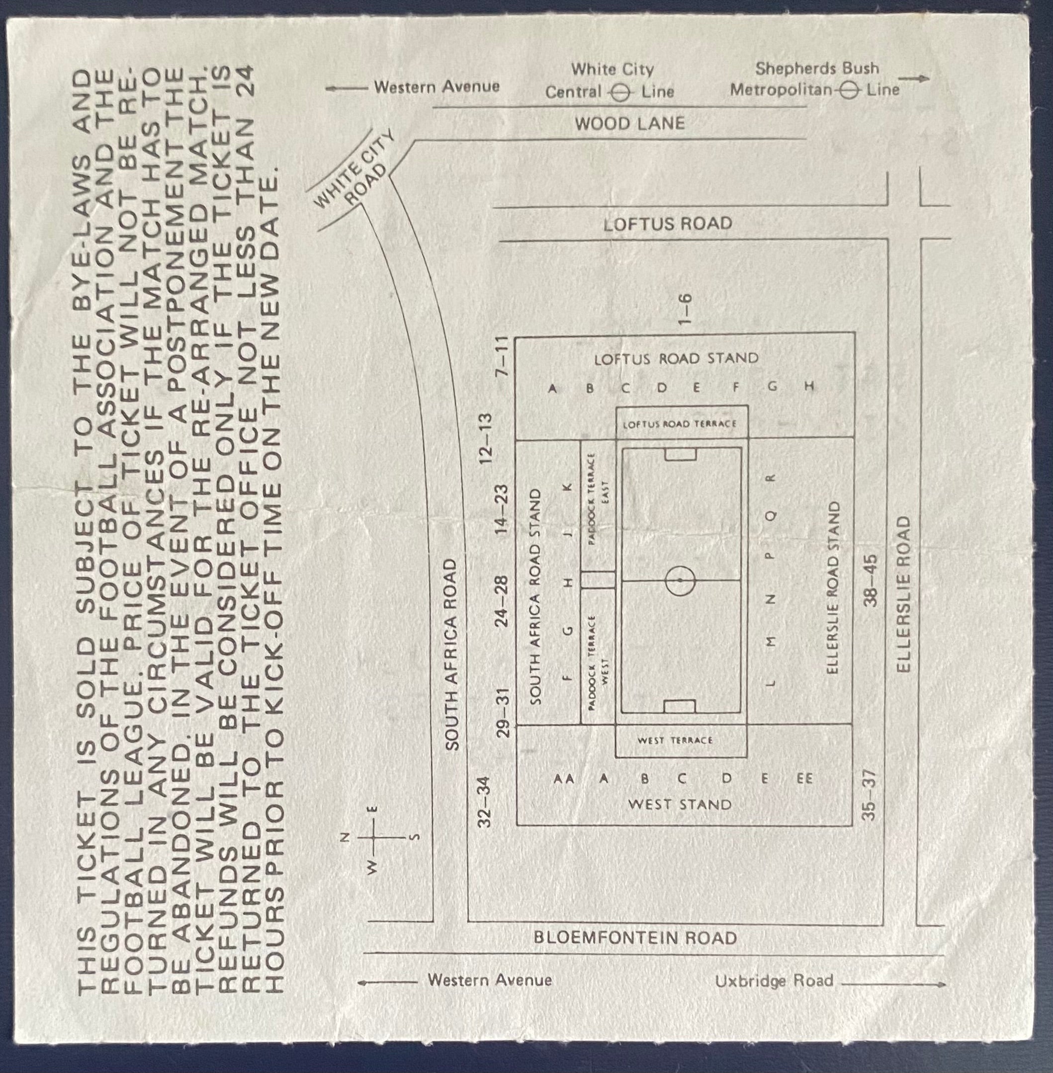 1987/88 ORIGINAL DIVISION 1 TICKET QUEENS PARK RANGERS V ARSENAL