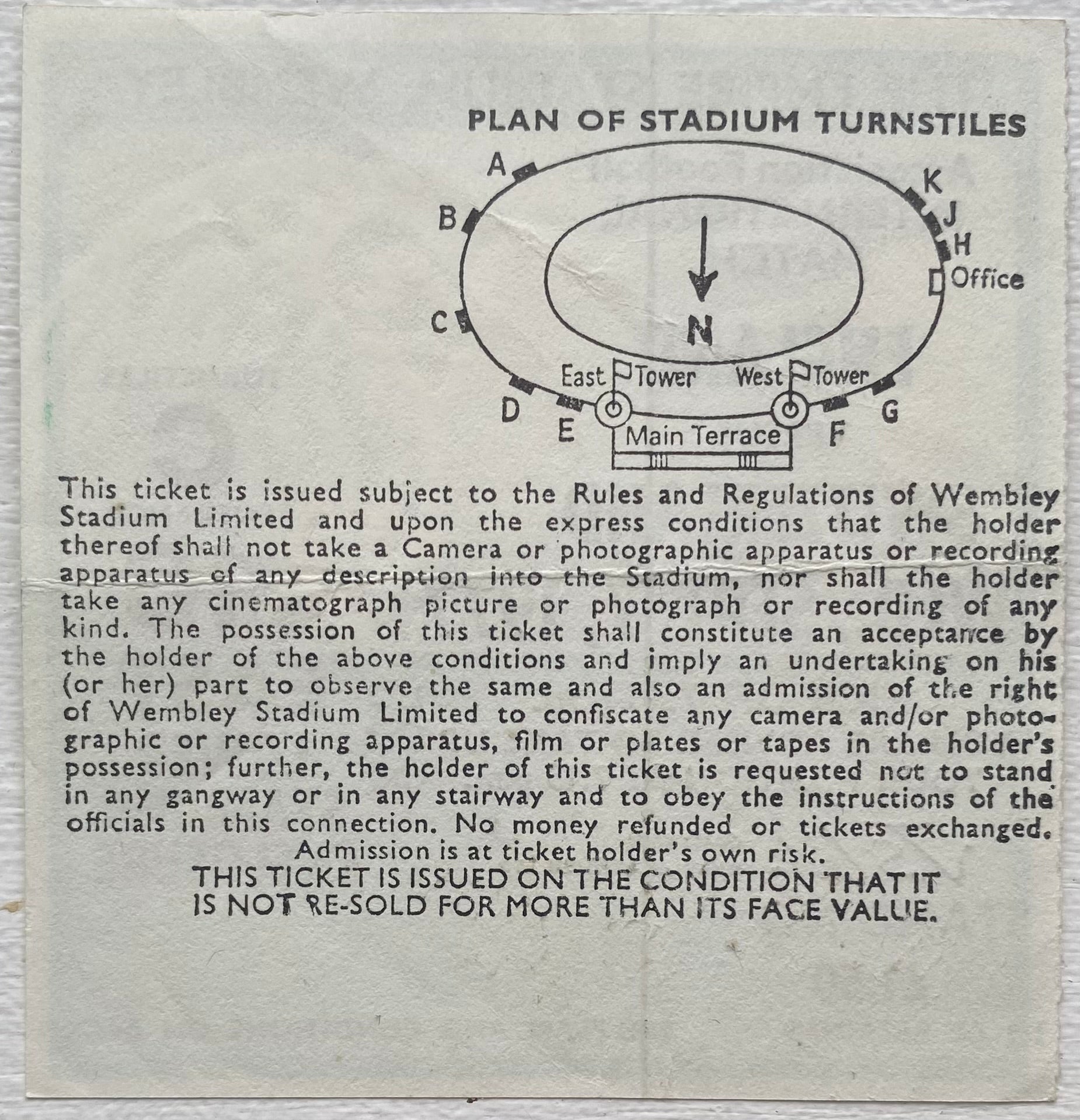 1977 ORIGINAL INTERNATIONAL TICKET ENGLAND V SWITZERLAND