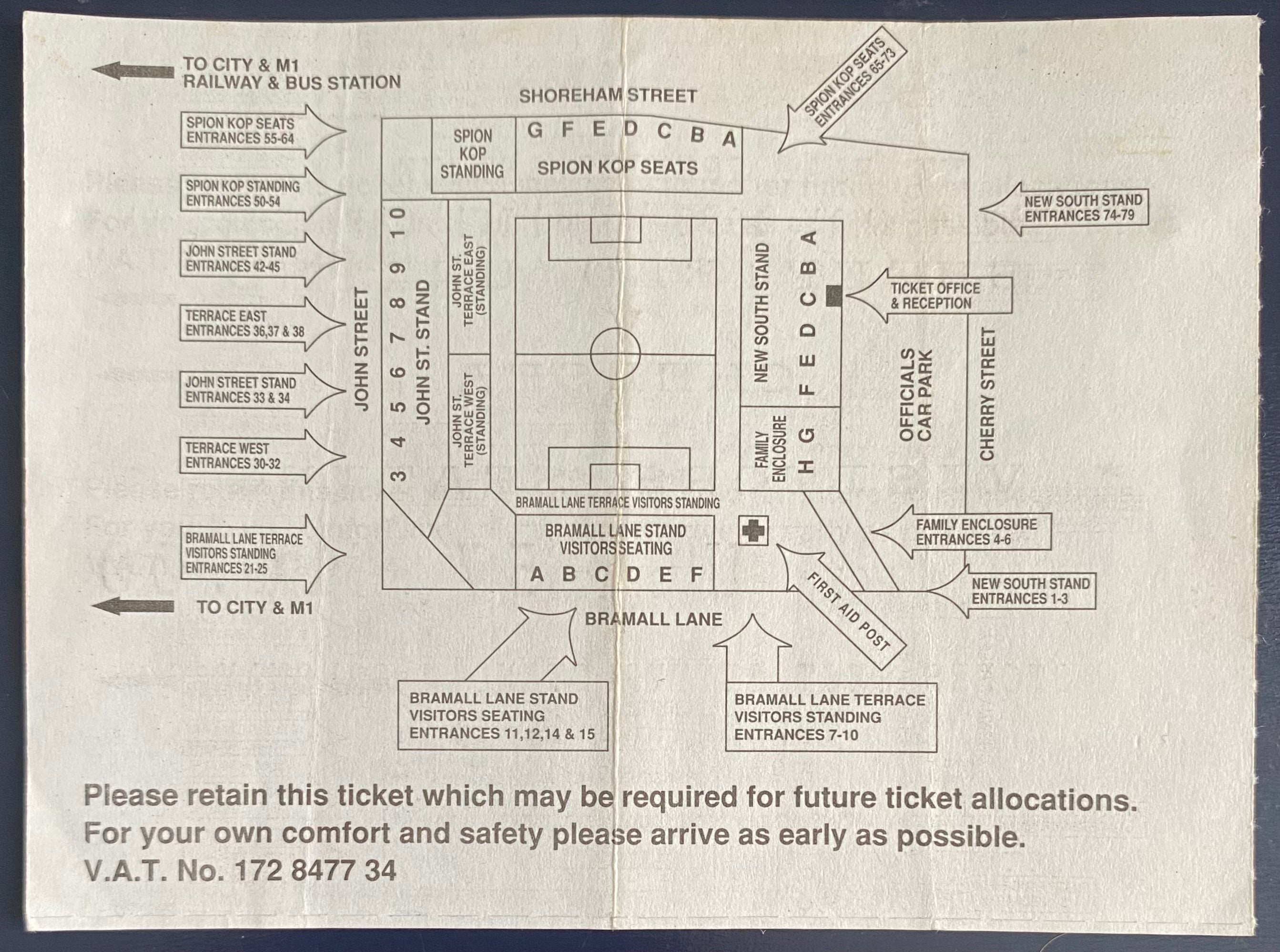 1992/93 ORIGINAL PREMIER LEAGUE TICKET SHEFFIELD UNITED V CHELSEA