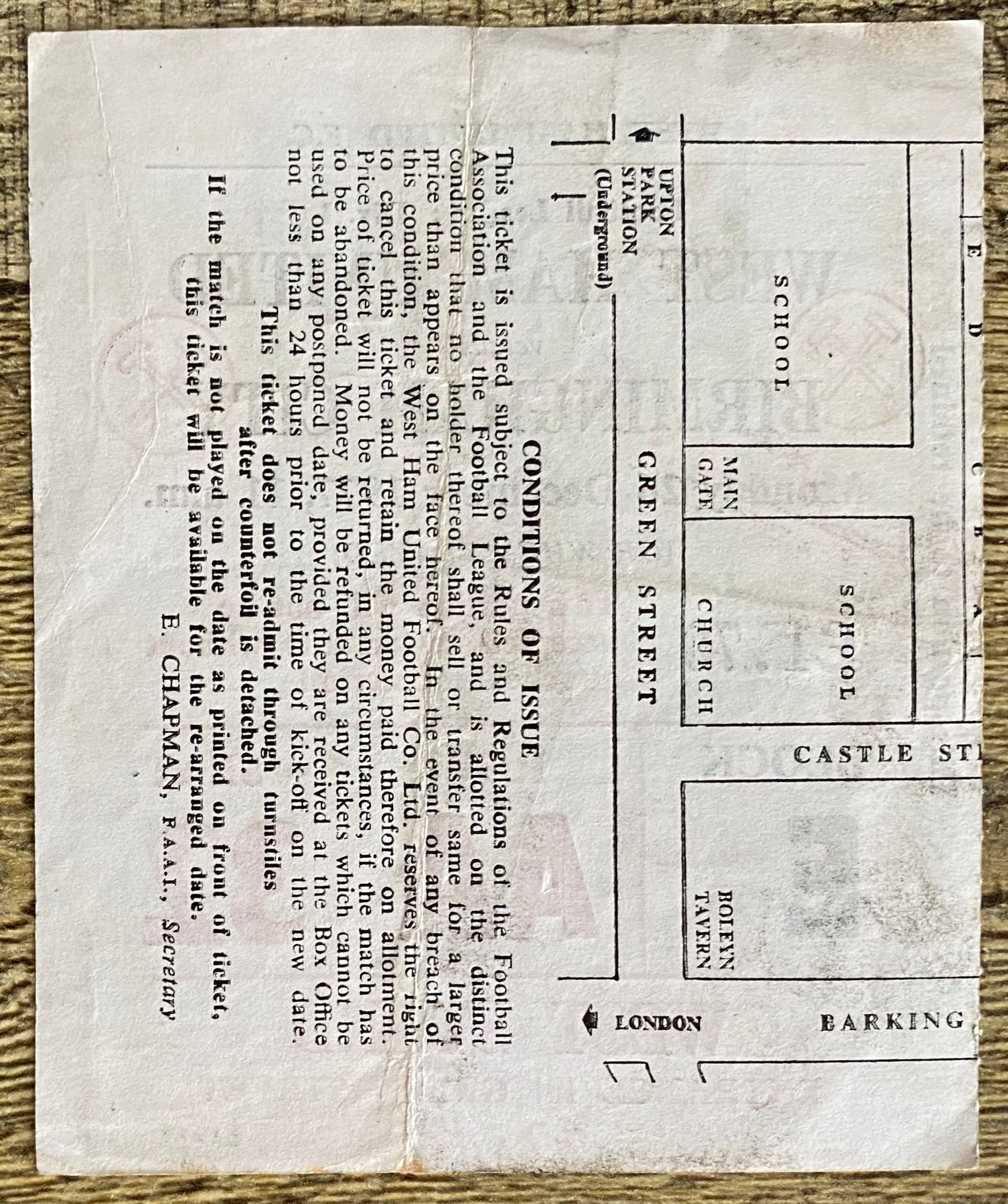 1977/78 ORIGINAL DIVISION ONE TICKET WEST HAM UNITED V BIRMINGHAM CITY