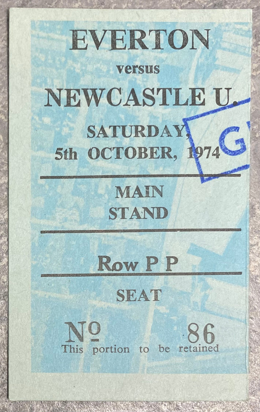 1974/75 ORIGINAL DIVISION ONE TICKET EVERTON V NEWCASTLE UNITED