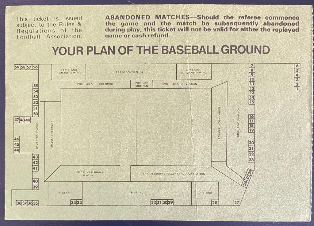 1979/80 ORIGINAL DIVISION 1 TICKET DERBY COUNTY V MANCHESTER CITY