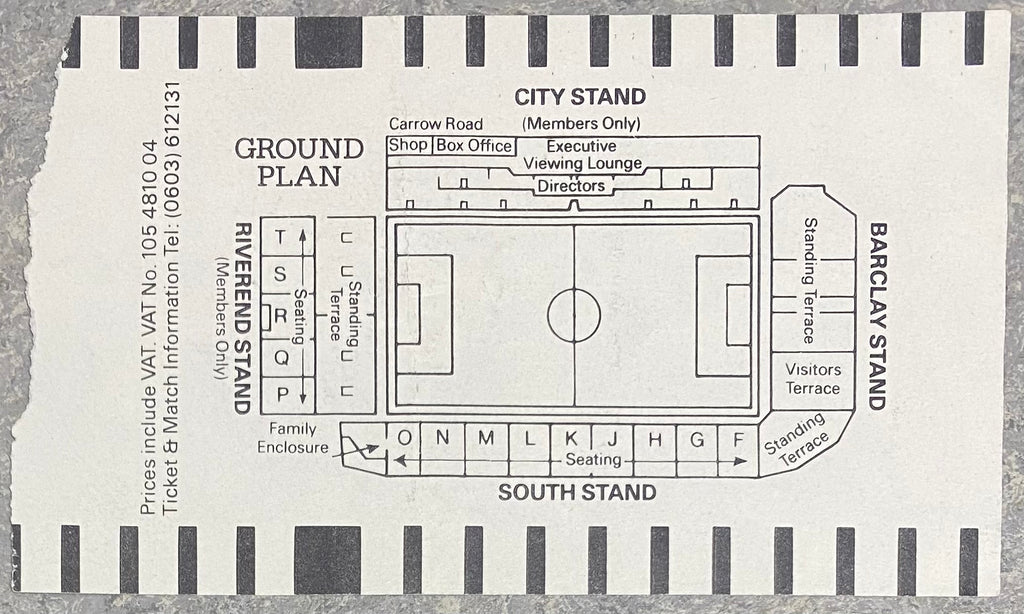 1987/88 ORIGINAL DIVISION ONE TICKET NORWICH CITY V WIMBLEDON