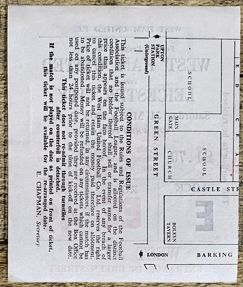 1978/79 ORIGINAL DIVISION 2 TICKET WEST HAM UNITED V LEICESTER CITY