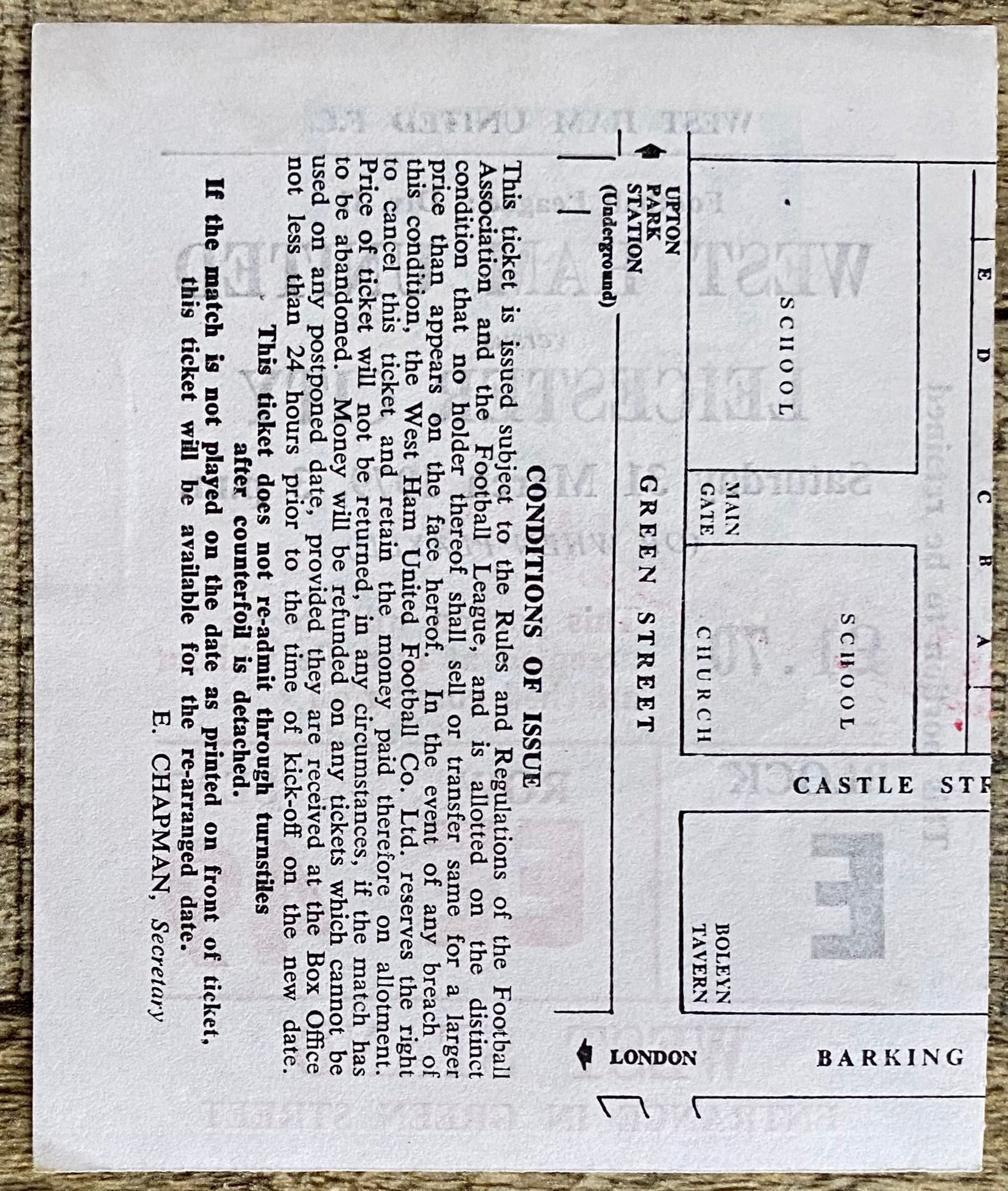 1978/79 ORIGINAL DIVISION 2 TICKET WEST HAM UNITED V LEICESTER CITY