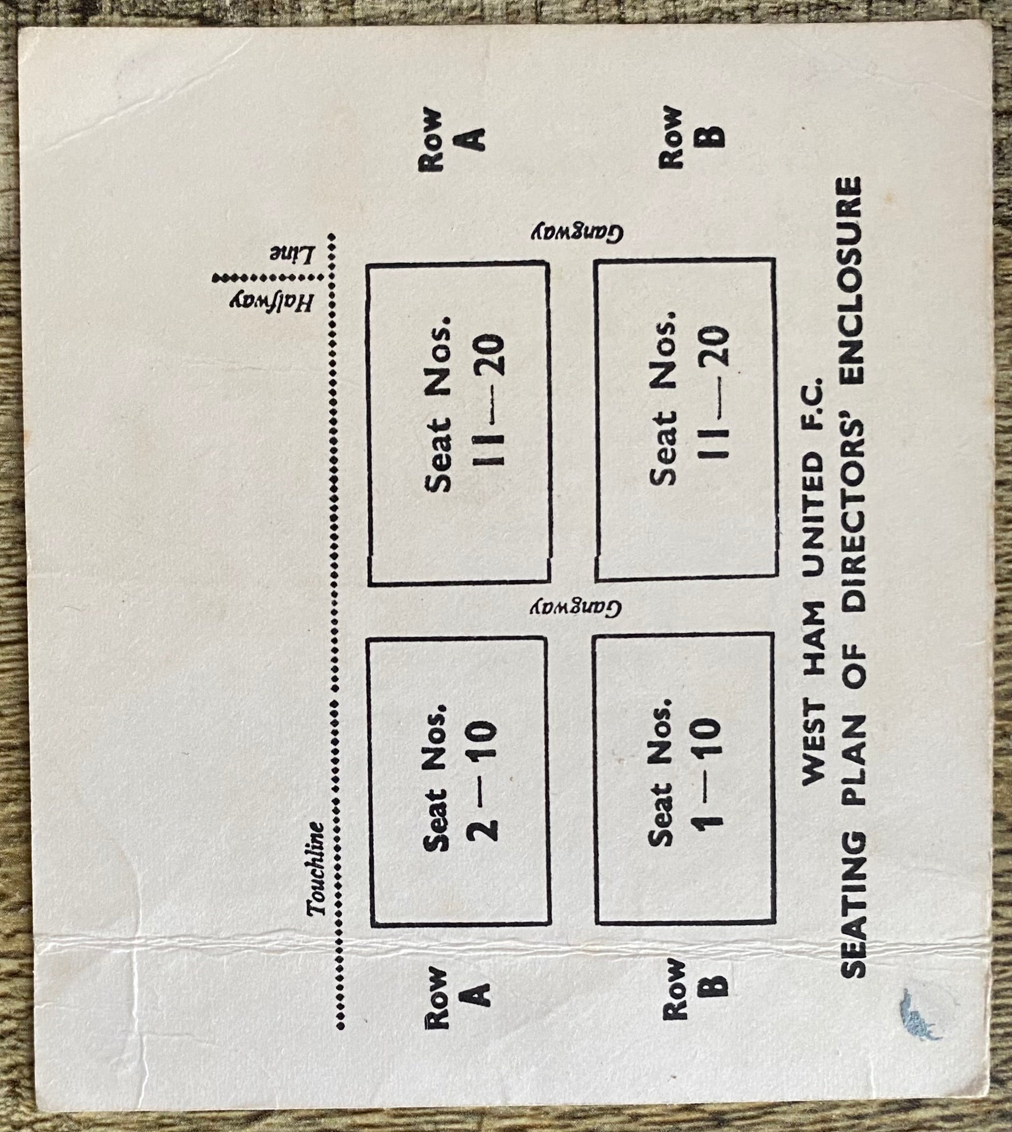 1973/74 ORIGINAL DIVISION ONE DIRECTORS TICKET WEST HAM UNITED V WOLVERHAMPTON WANDERERS