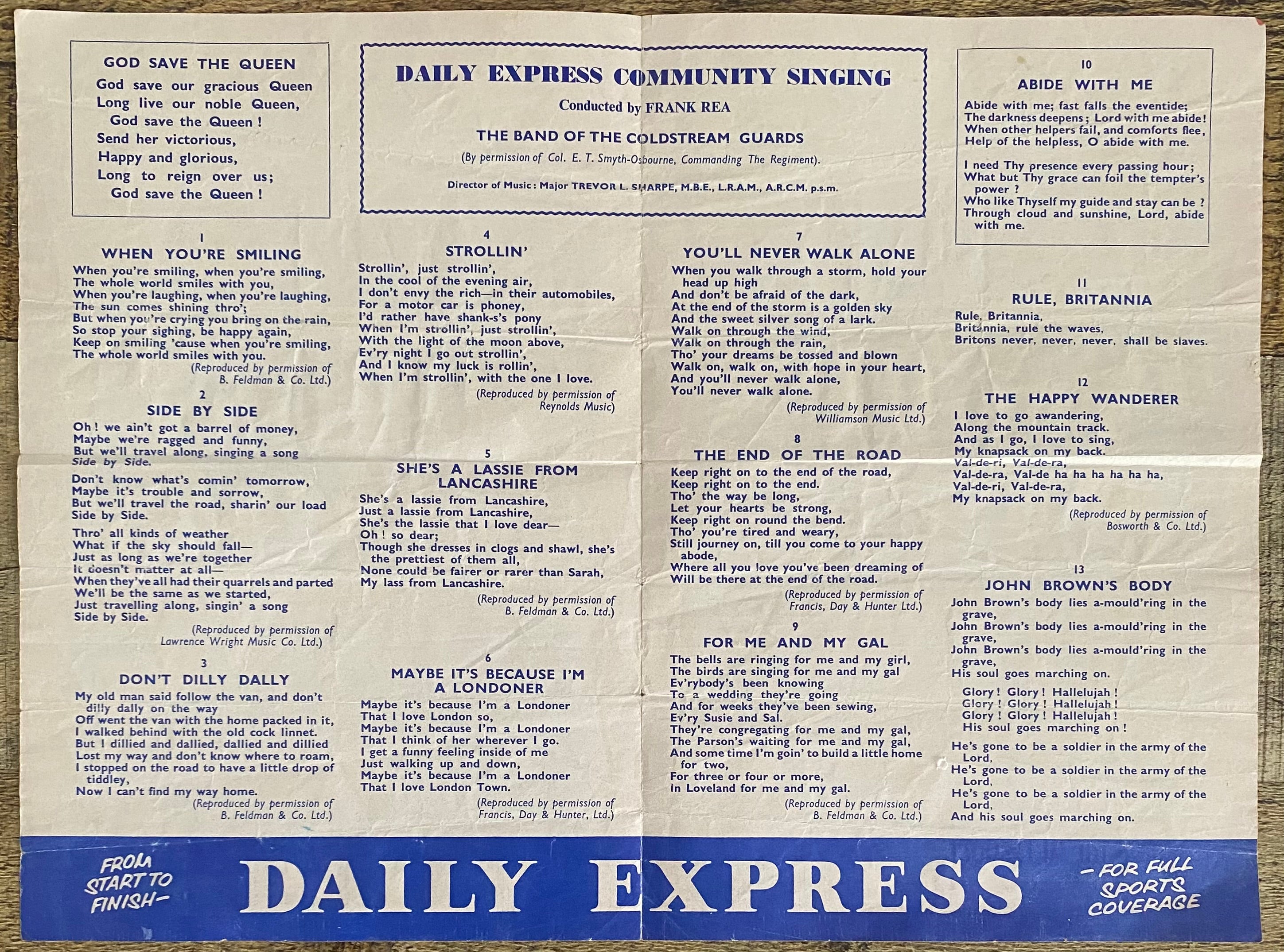 1971 ORIGINAL OFFICIAL FA CUP FINAL COMMUNITY SINGING SONG SHEET LIVERPOOL V ARSENAL