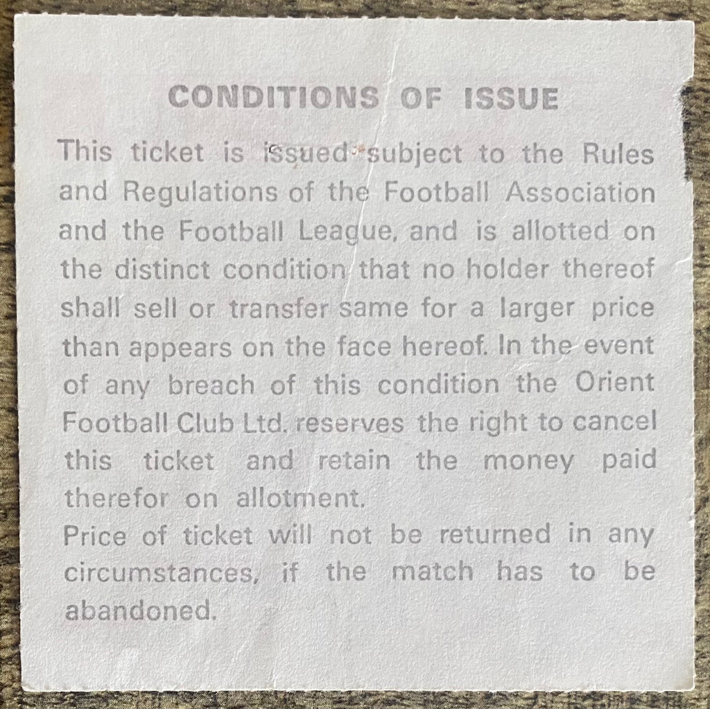 1976/77 ORIGINAL DIVISION 2 TICKET ORIENT V OLDHAM ATHLETIC