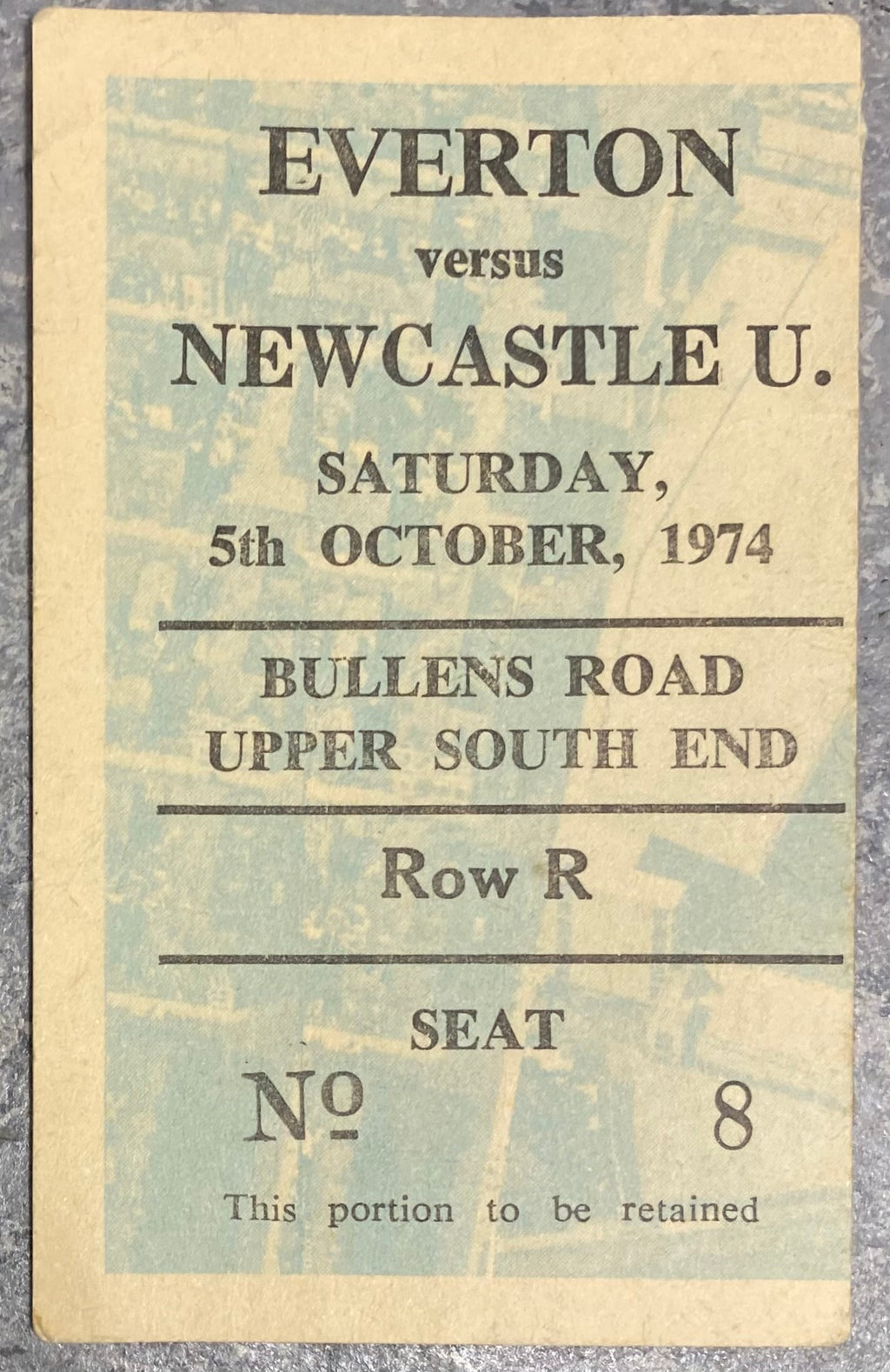 1974/75 ORIGINAL DIVISION ONE TICKET EVERTON V NEWCASTLE UNITED