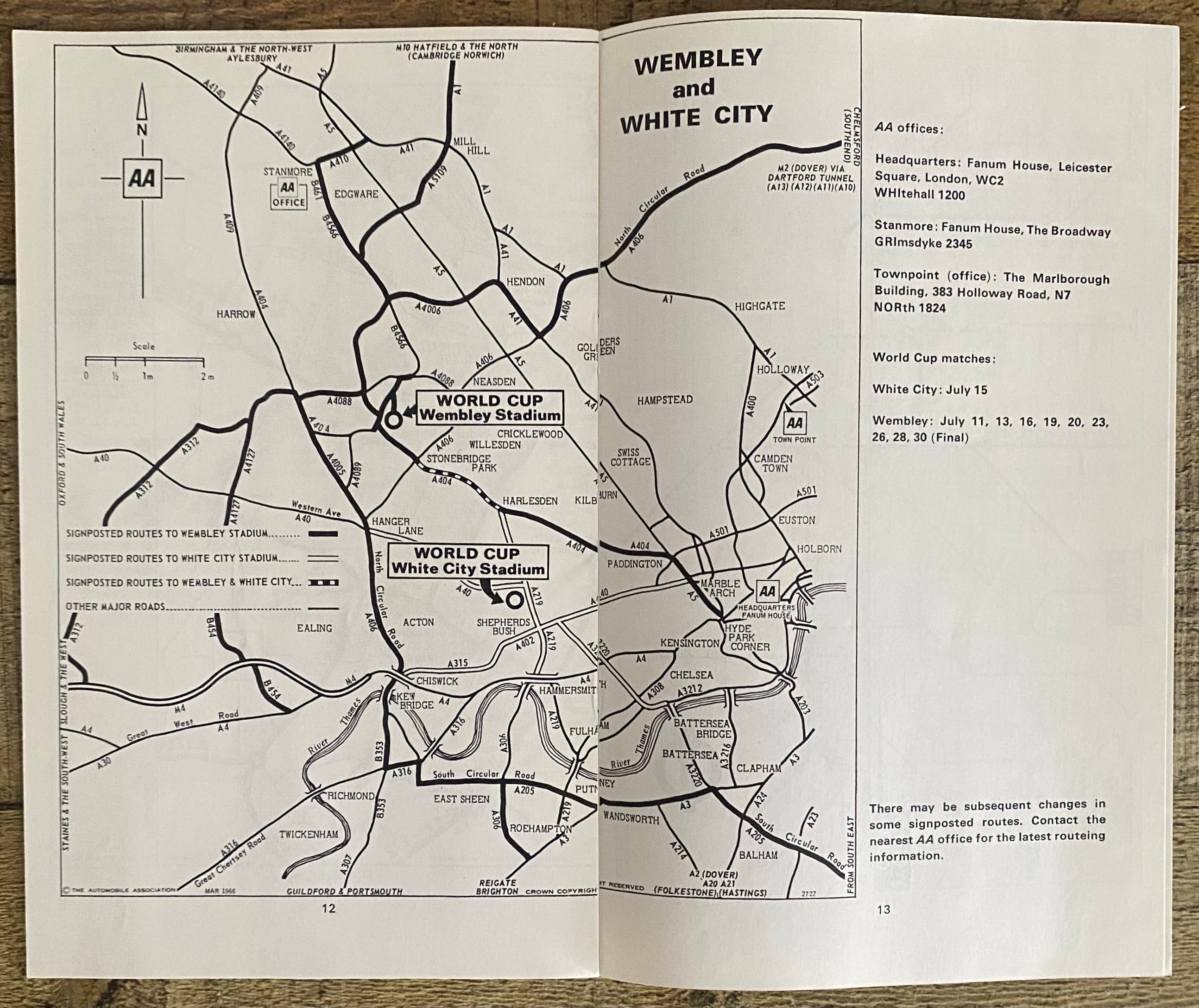 1966 WORLD CUP ORIGINAL OFFICIAL AA GUIDE TO HOST CITIES