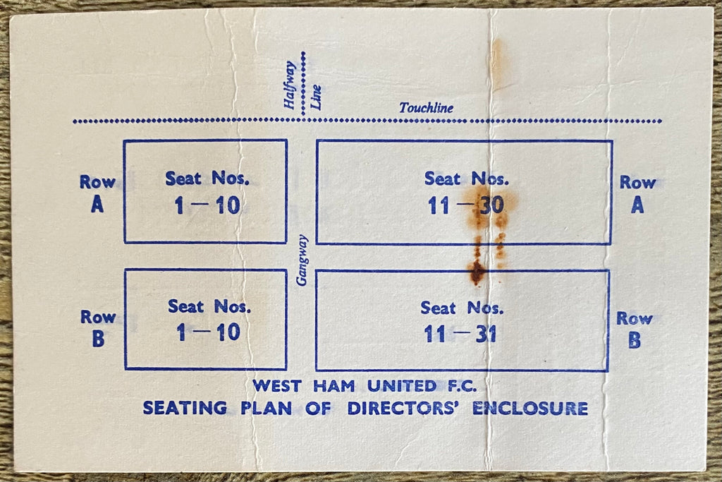1962/63 ORIGINAL DIVISION ONE DIRECTORS TICKET WEST HAM UNITED V FULHAM
