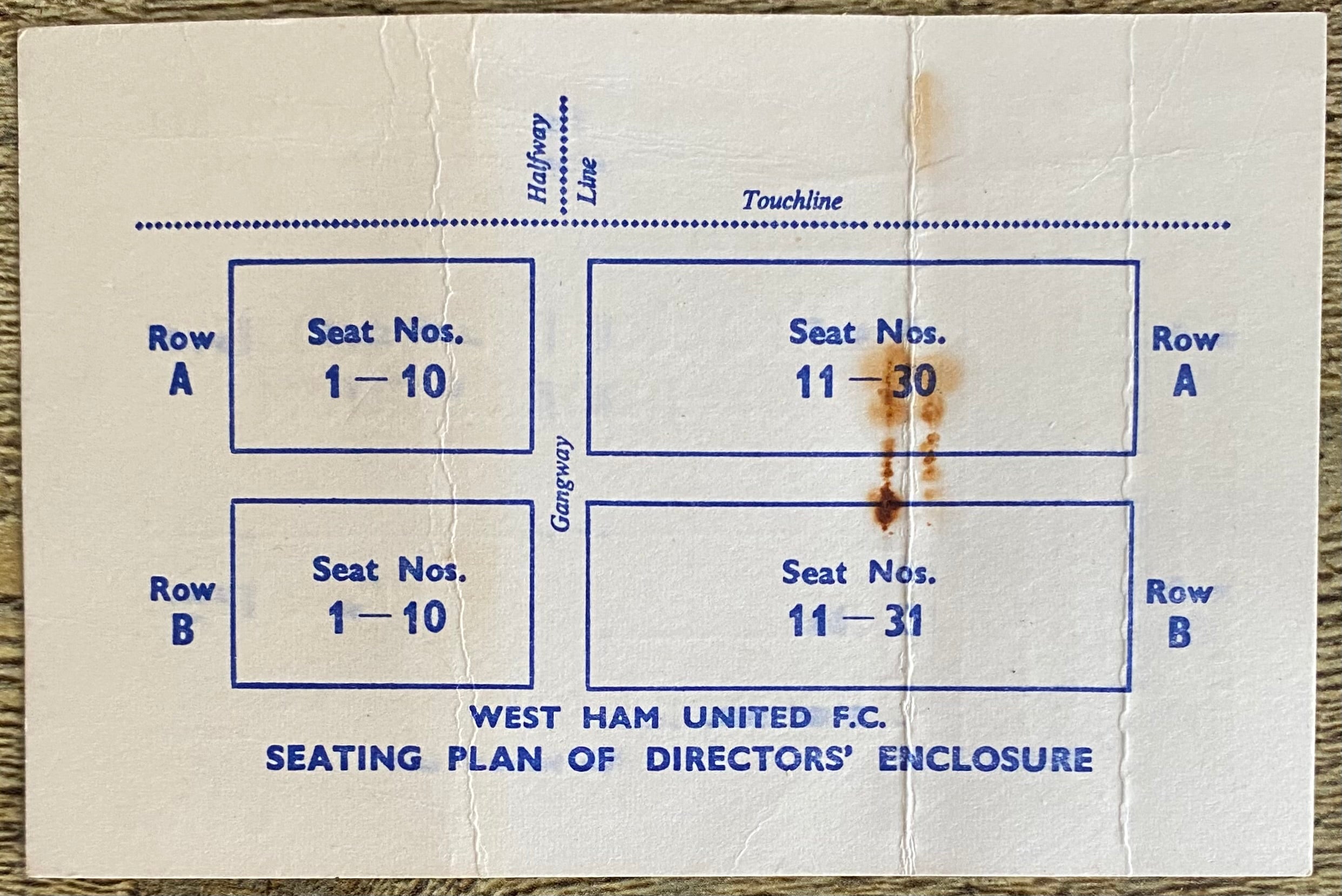 1962/63 ORIGINAL DIVISION ONE DIRECTORS TICKET WEST HAM UNITED V FULHAM