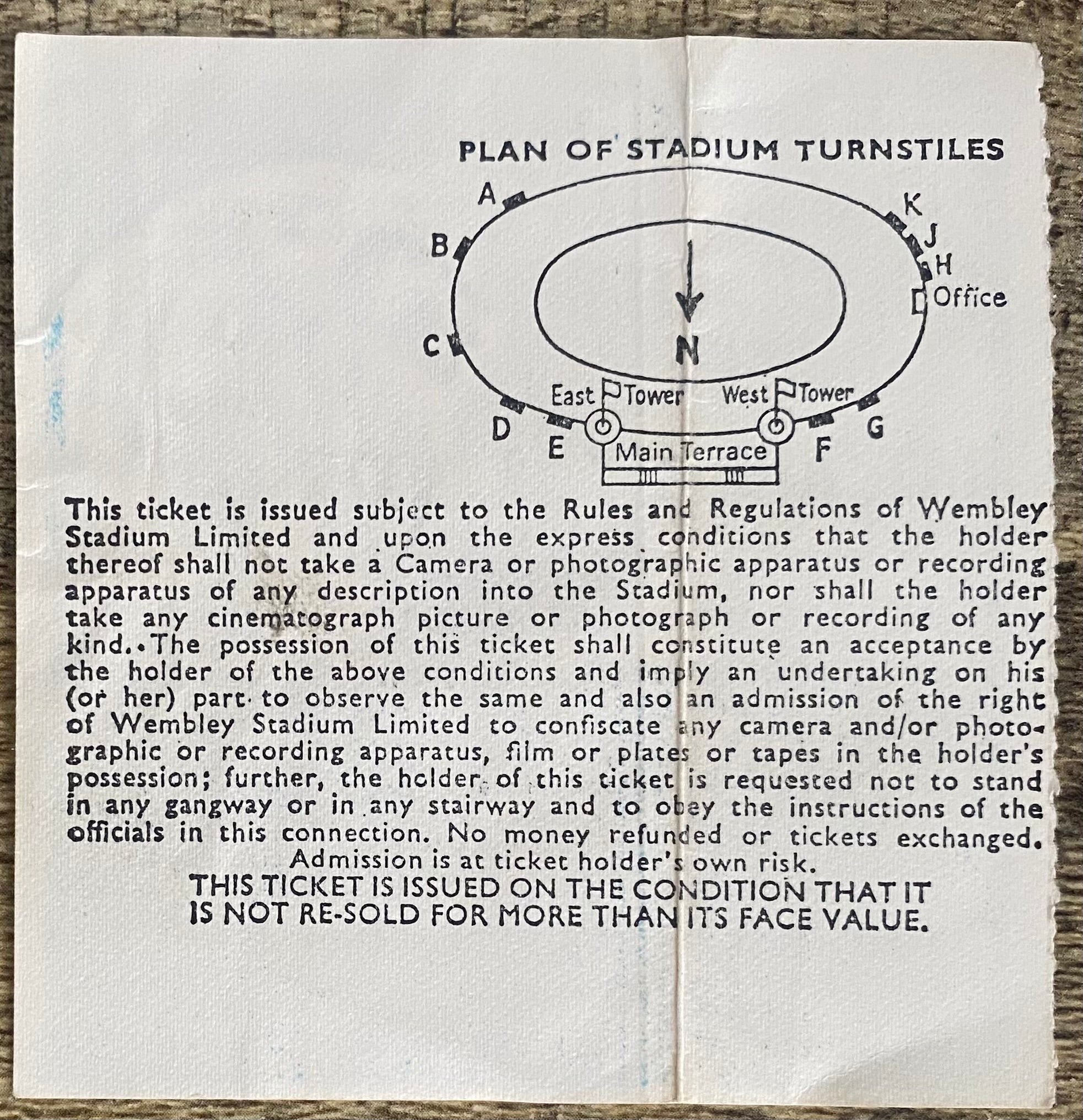 1979 ORIGINAL CHARITY SHIELD TICKET LIVERPOOL V ARSENAL