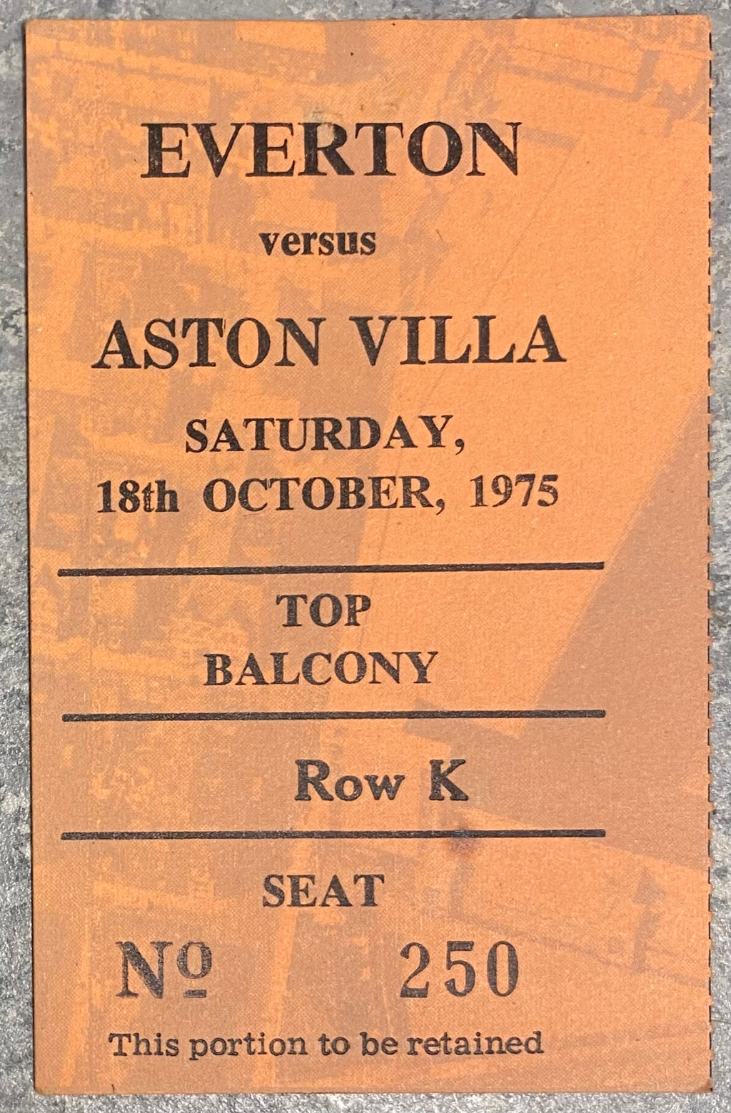 1975/76 ORIGINAL DIVISION ONE TICKET EVERTON V ASTON VILLA