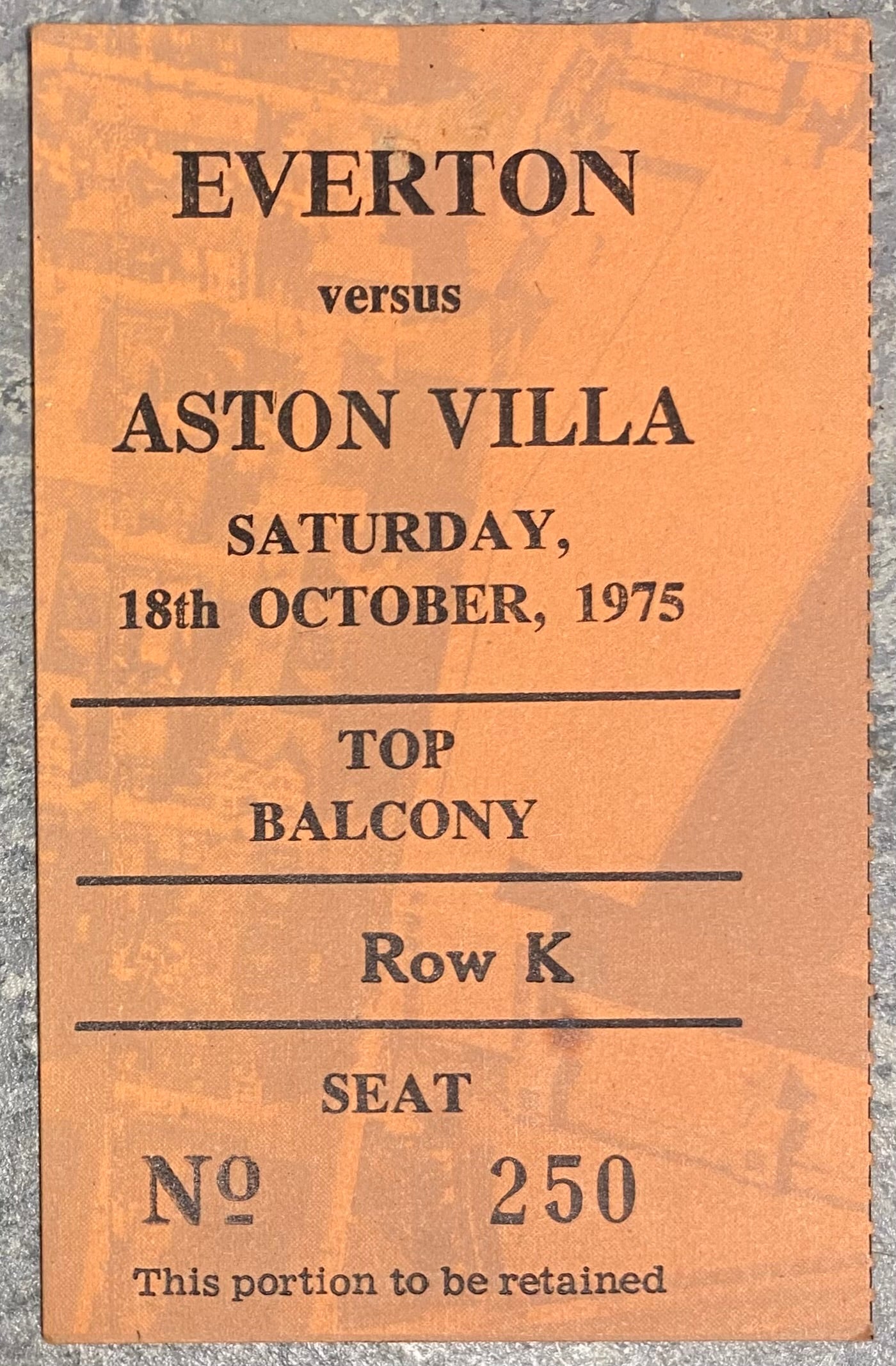 1975/76 ORIGINAL DIVISION ONE TICKET EVERTON V ASTON VILLA