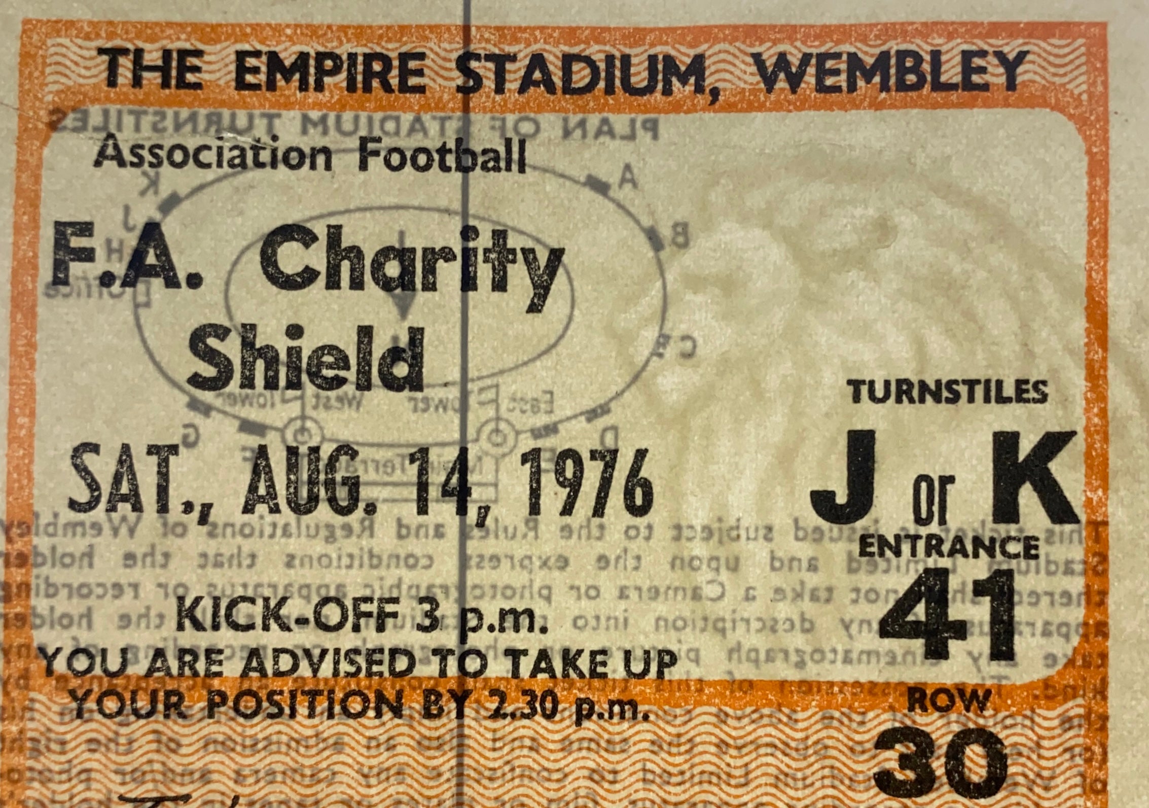 1976 ORIGINAL CHARITY SHIELD TICKET LIVERPOOL V SOUTHAMPTON