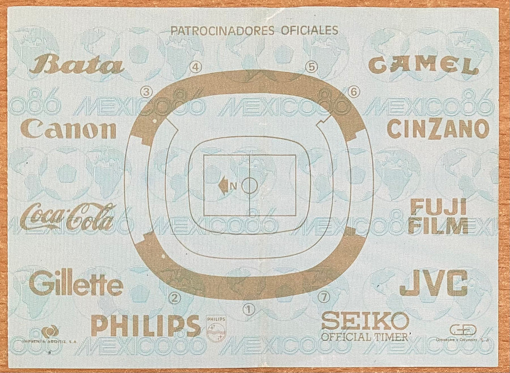 1986 ORIGINAL WORLD CUP 1ST ROUND OPENING GAME TICKET ITALY V BULGARIA @ MEXICO CITY