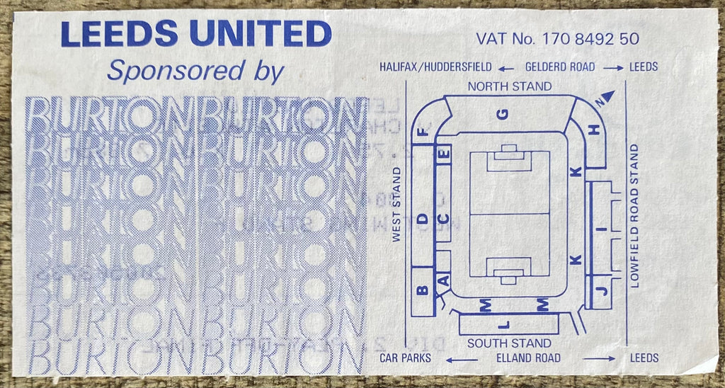 1986/87 ORIGINAL DIVISION 1 PLAY OFF FINAL 2ND LEG TICKET LEEDS UNITED V CHARLTON ATHLETIC